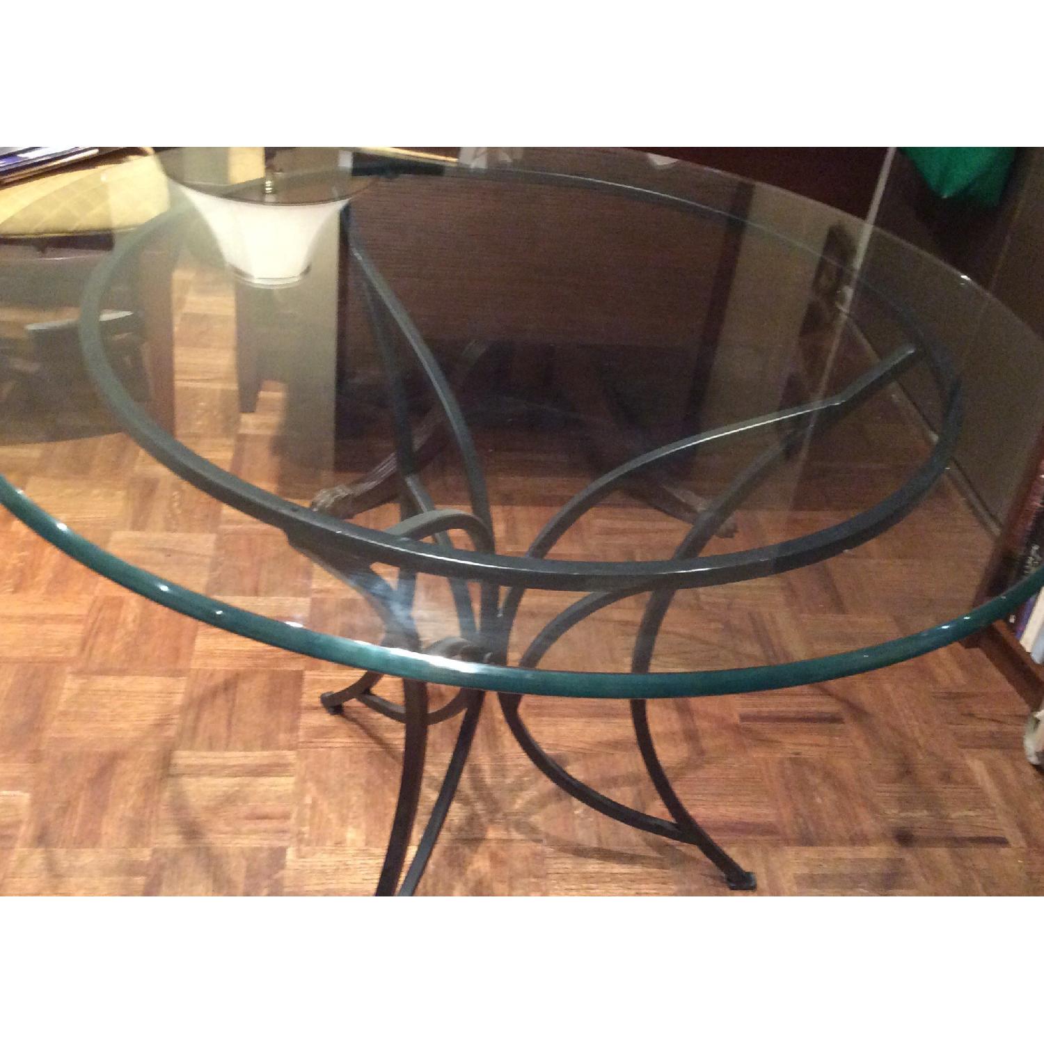 Pier 1 Glass Top and Wrought Iron Base Dining Table - image-3