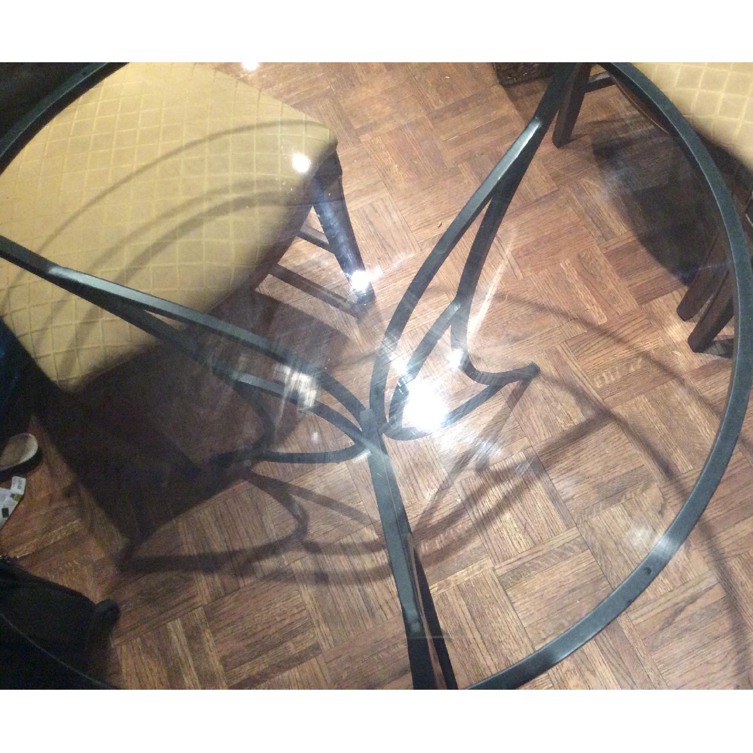 Pier 1 Glass Top and Wrought Iron Base Dining Table - image-5