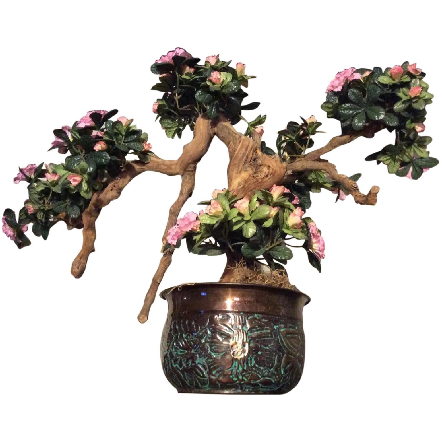 Silk Bonsai on a Metal Planter - image-0