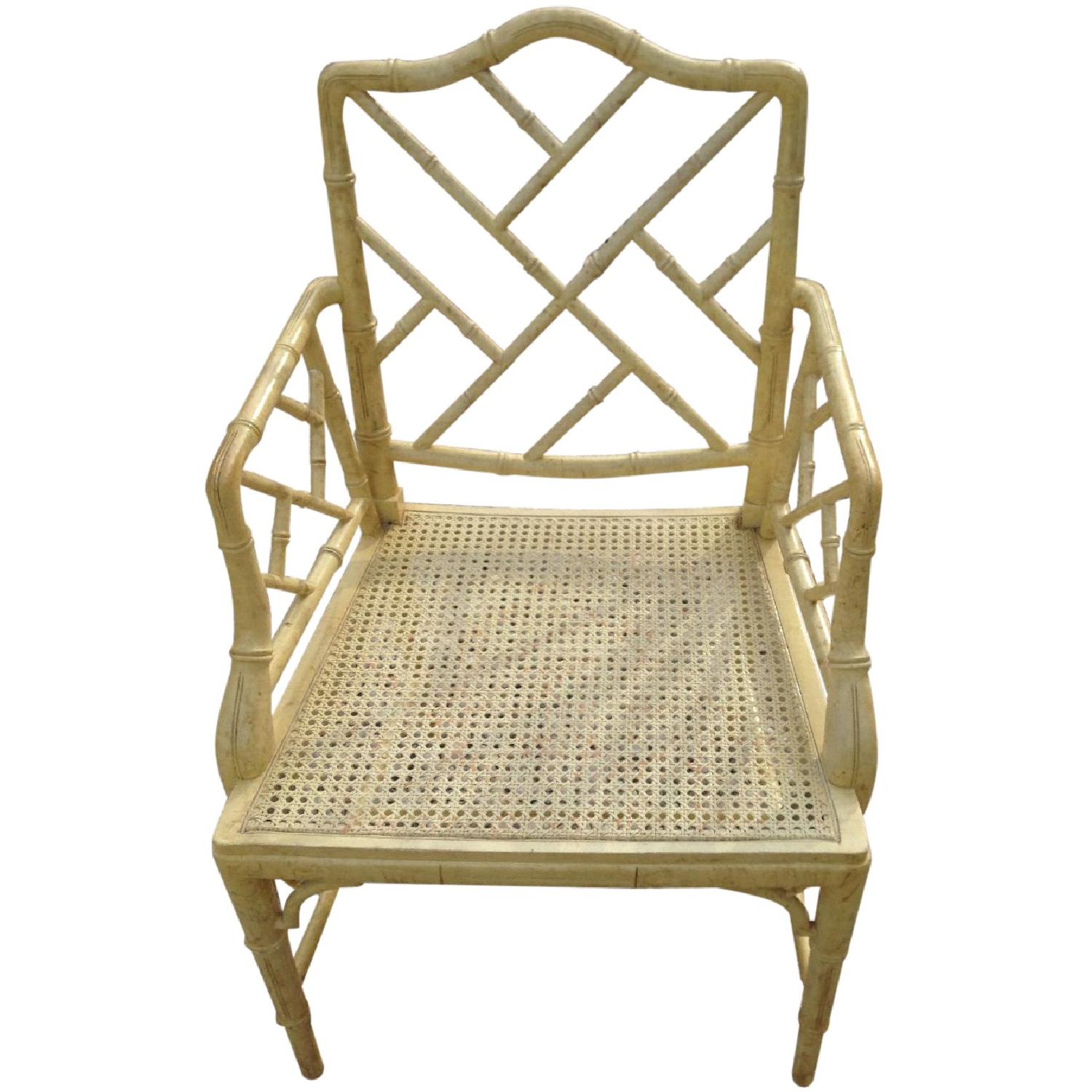 Hollywood Regency Faux Bamboo Armchairs with Tortoise Finish - Pair - image-0