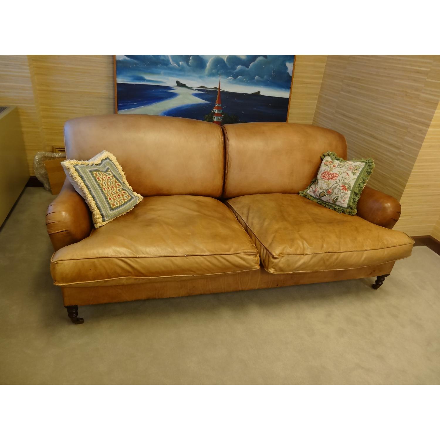 George Smith Leather Sofa with English Arms - image-2