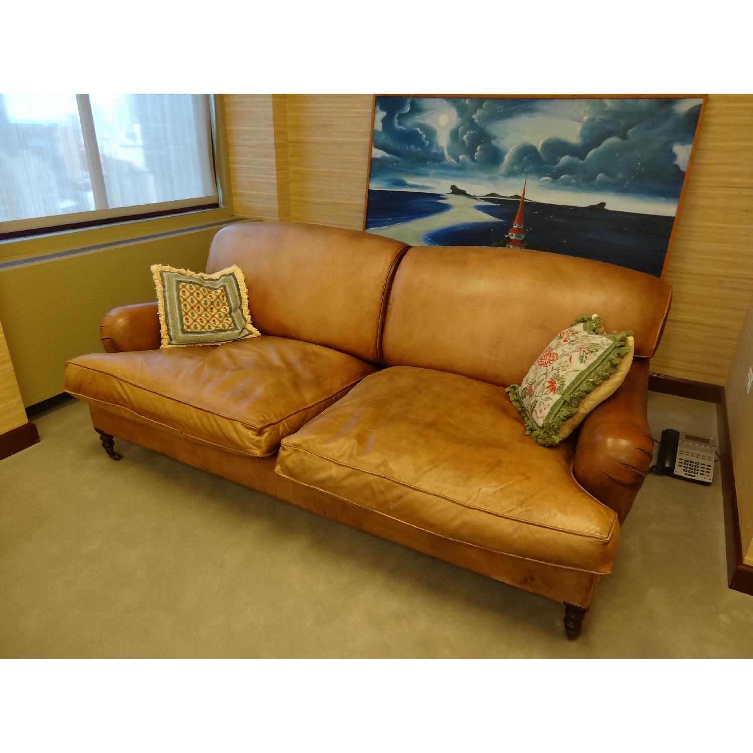 George Smith Leather Sofa with English Arms - image-3