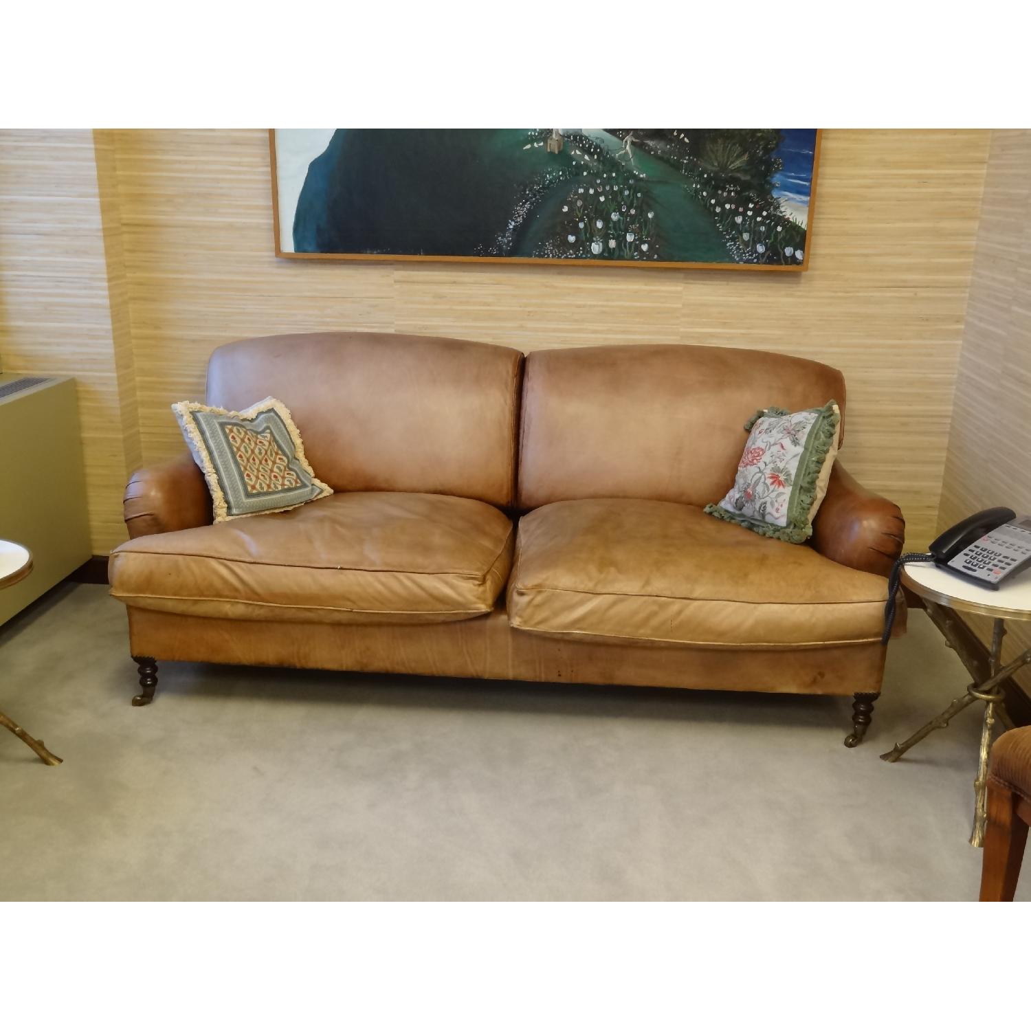 George Smith Leather Sofa with English Arms - image-4