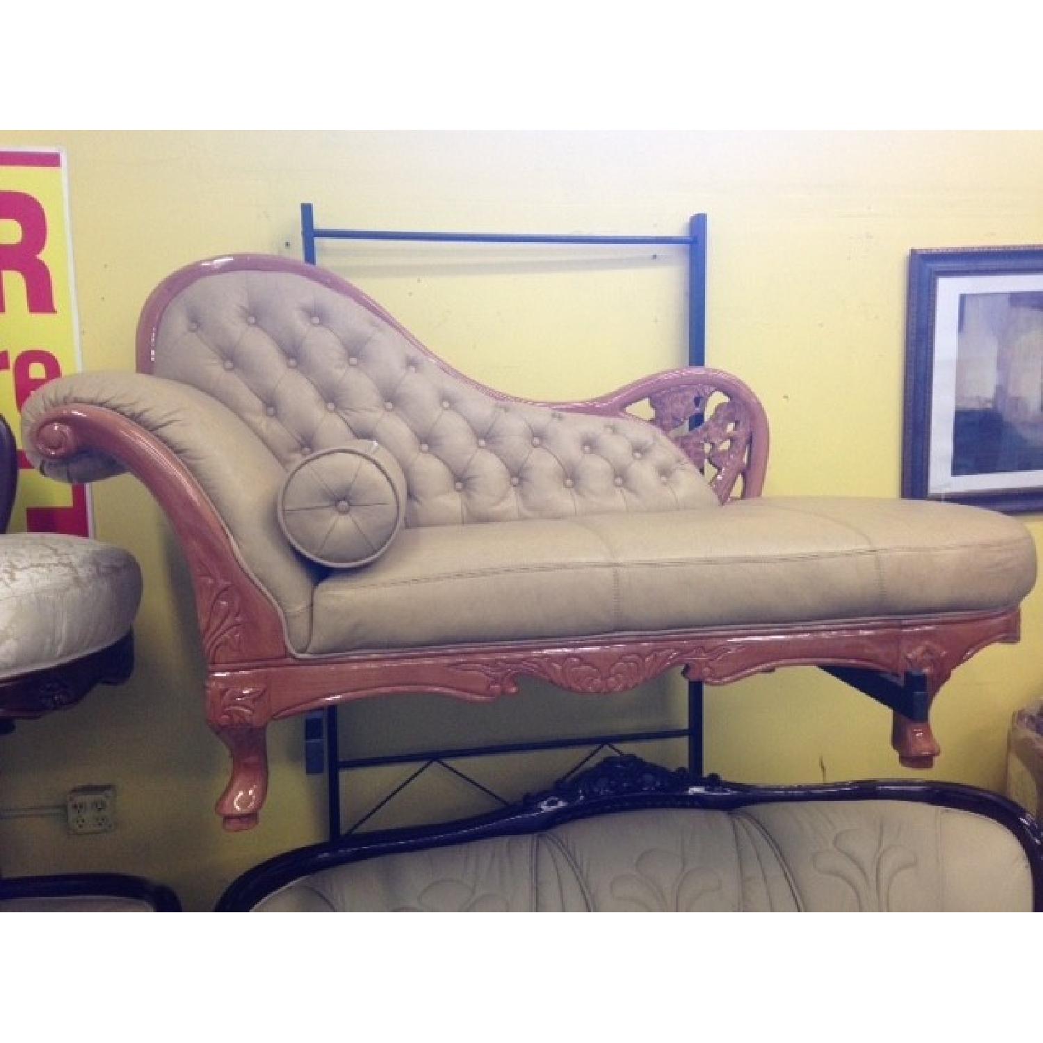 J. Horn Furniture Khaki Leather Chaise - image-1