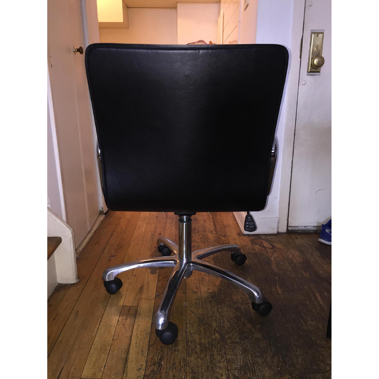 Crate & Barrel Black Leather/Silver Metal Office Chair - image-4