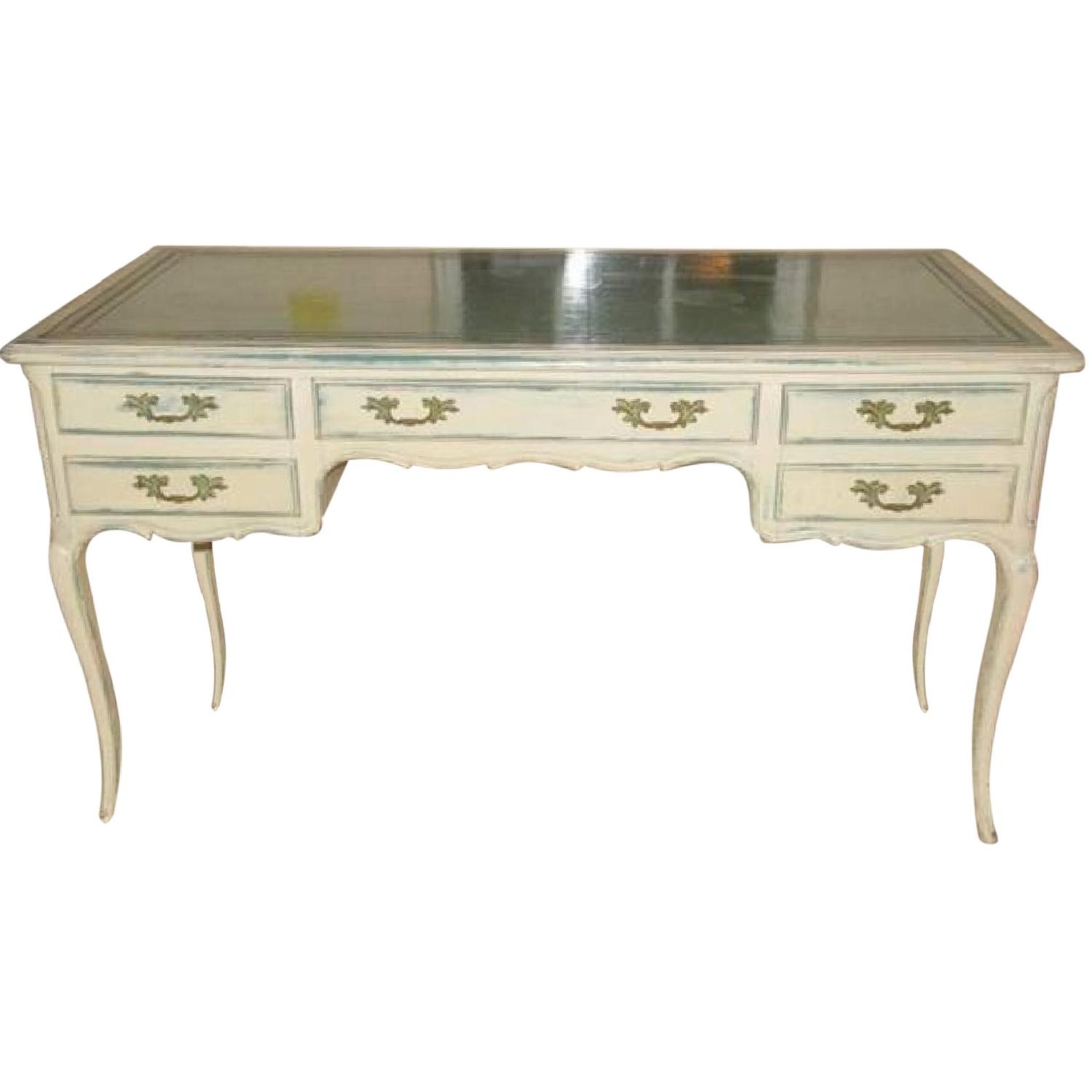 French Regency Bureau Plat Desk with Leather Top