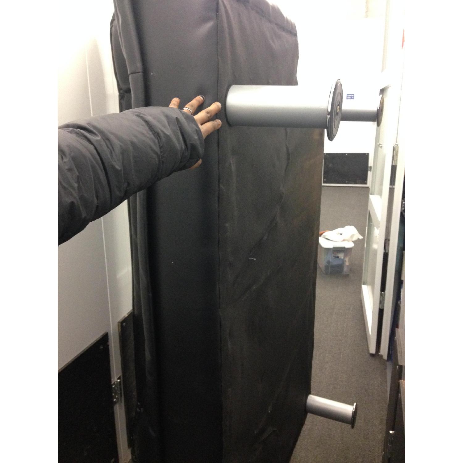 Faux Leather Futon Couch w/ Pillows - image-3