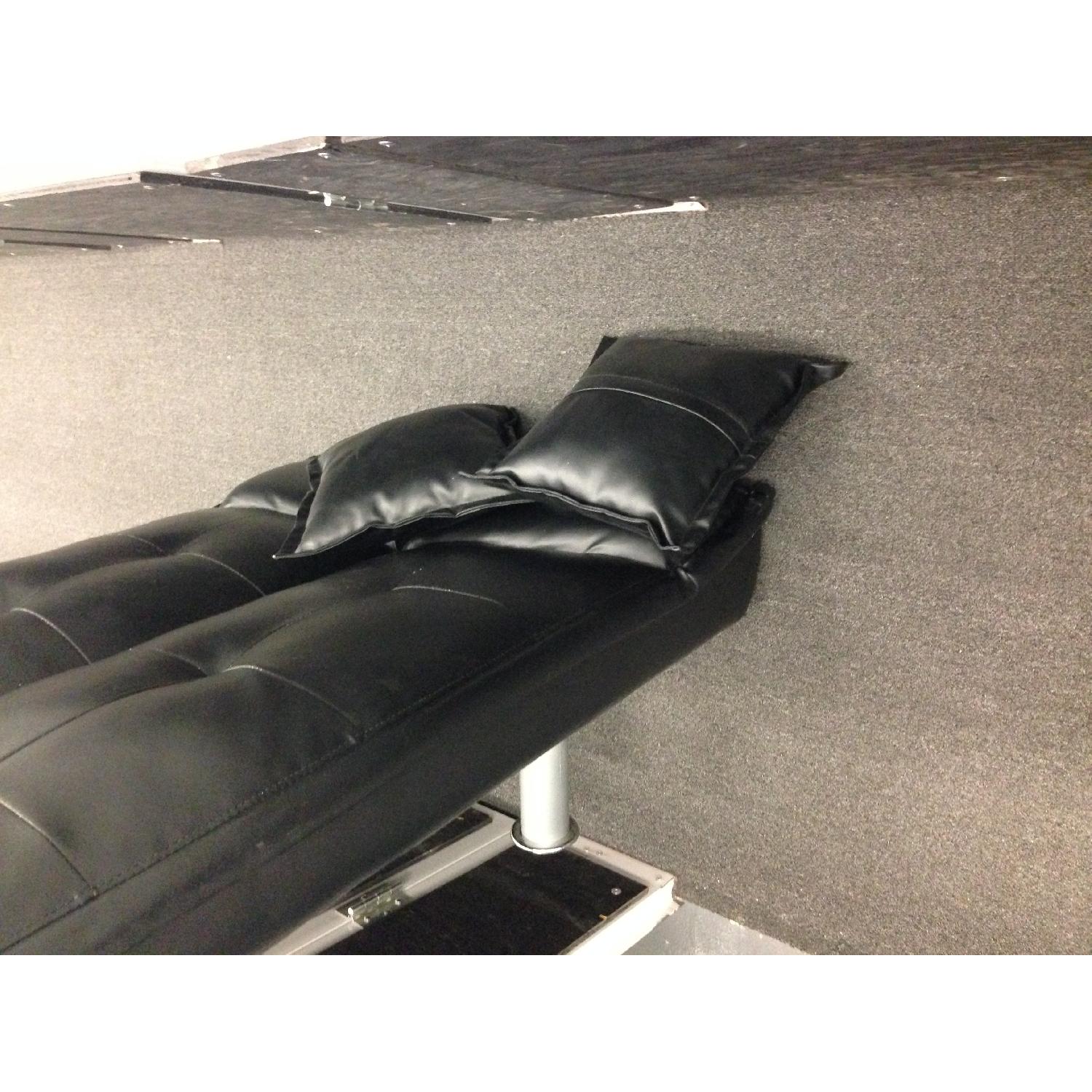 Faux Leather Futon Couch w/ Pillows - image-4