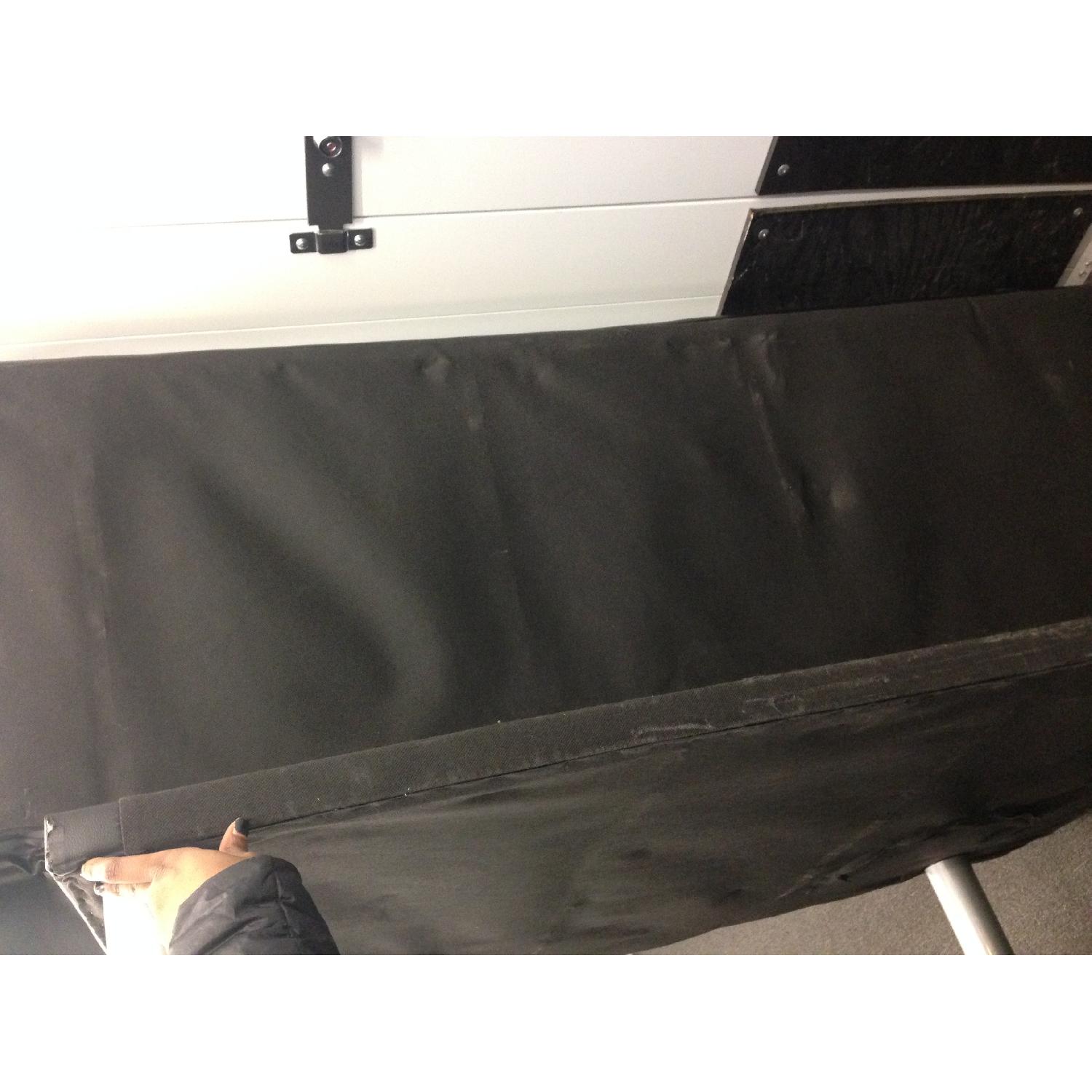 Faux Leather Futon Couch w/ Pillows - image-5