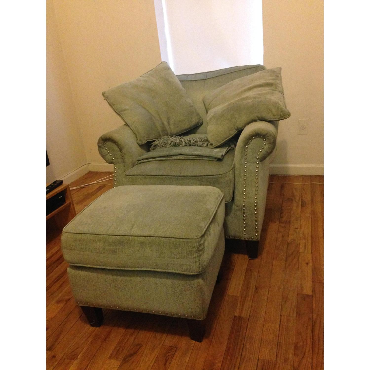 Sage Armchair w/ Ottoman & 2 Throw Pillows - image-1