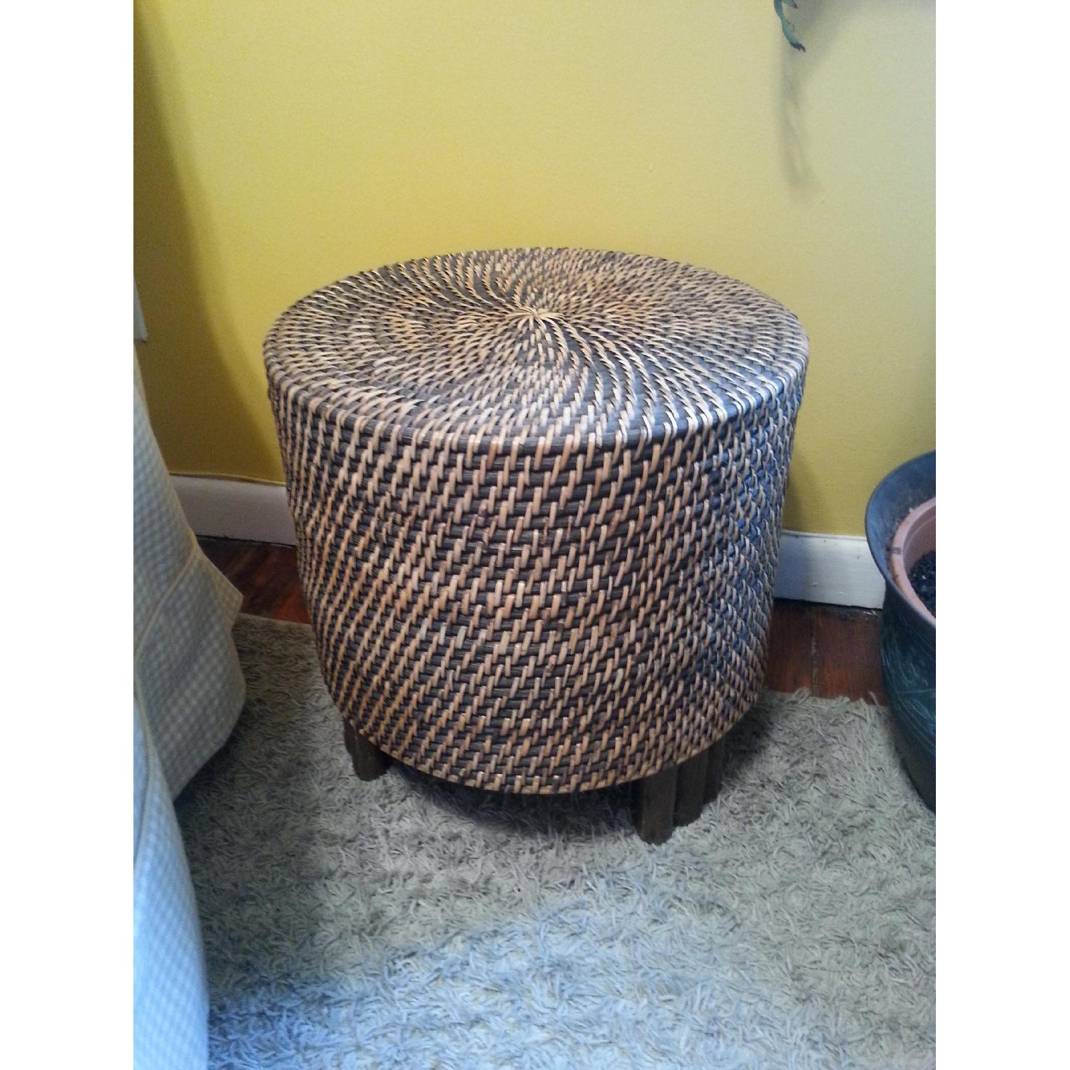 Wicker Side Table/Footstool - image-1