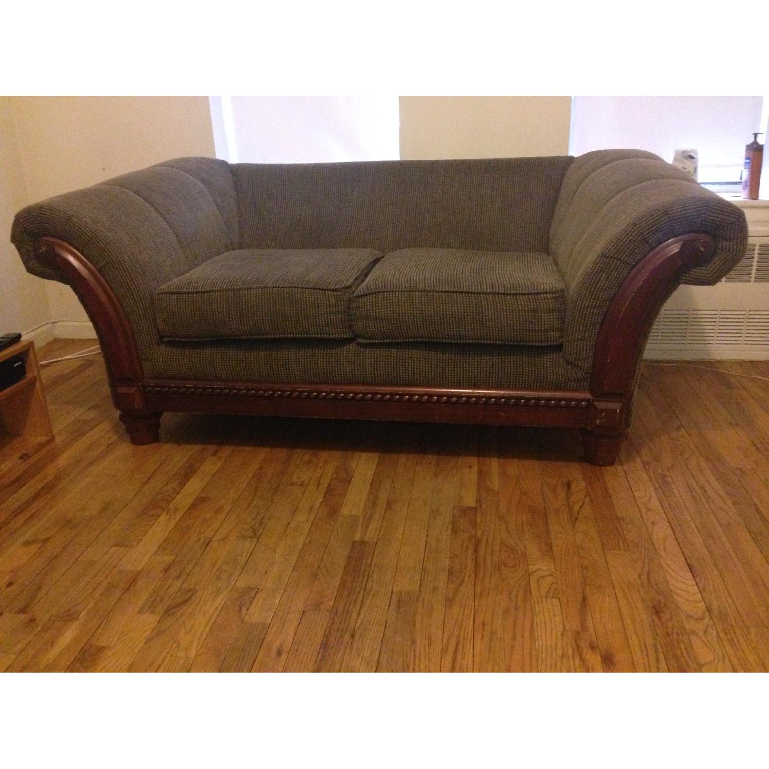 Vintage Wood Frame Loveseat - image-2