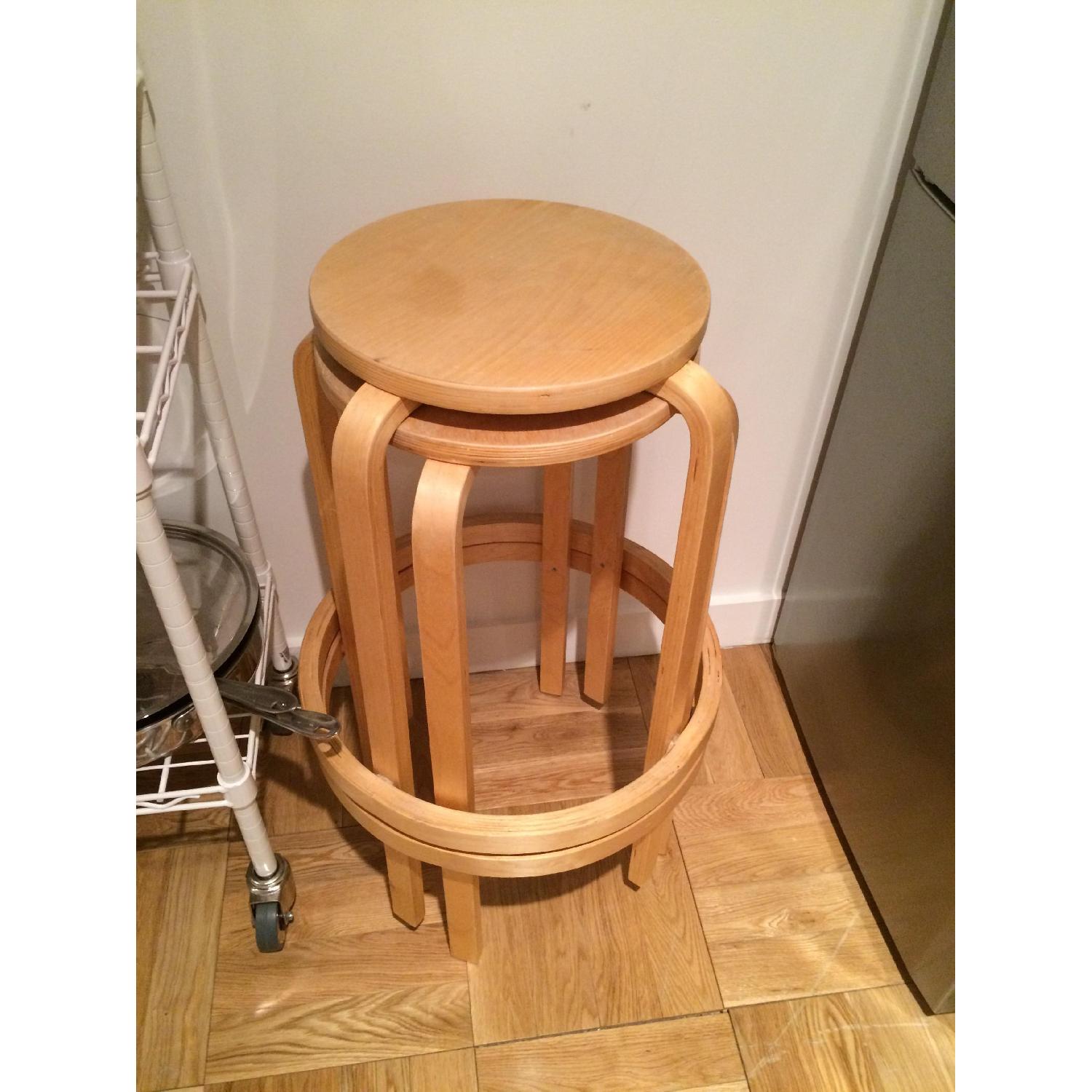 Sky Mall Stackable Wooden Bar Stools - Pair - image-2
