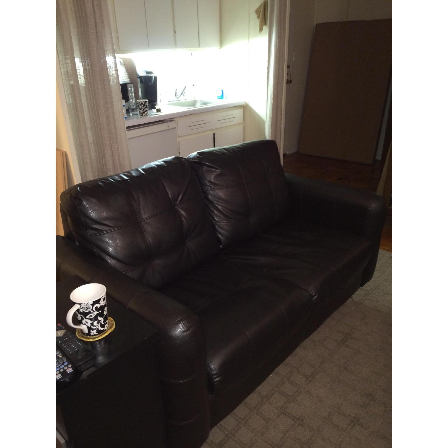 Pillesima Bonded Dark Brown Leather Loveseat - image-2