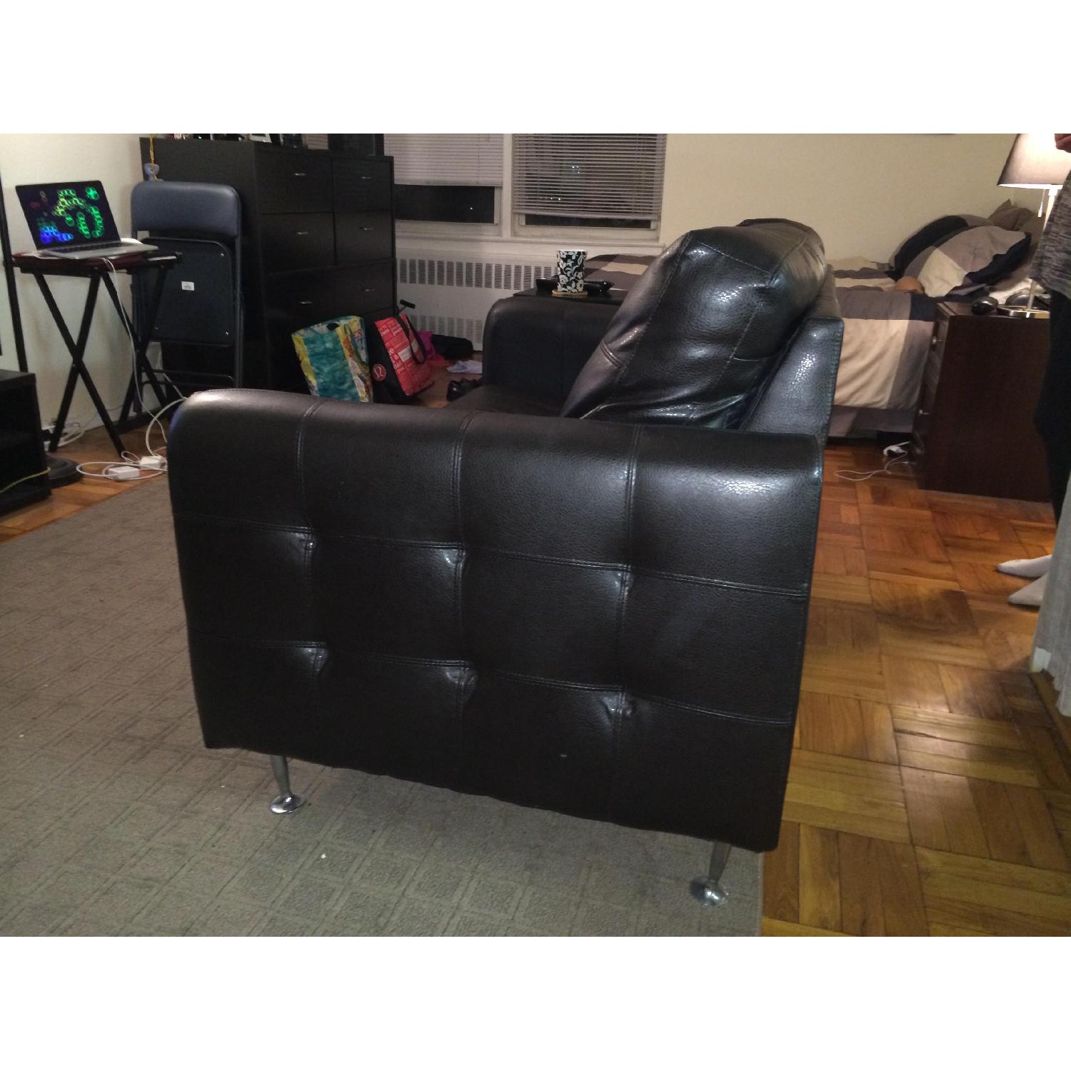 Pillesima Bonded Dark Brown Leather Loveseat - image-3