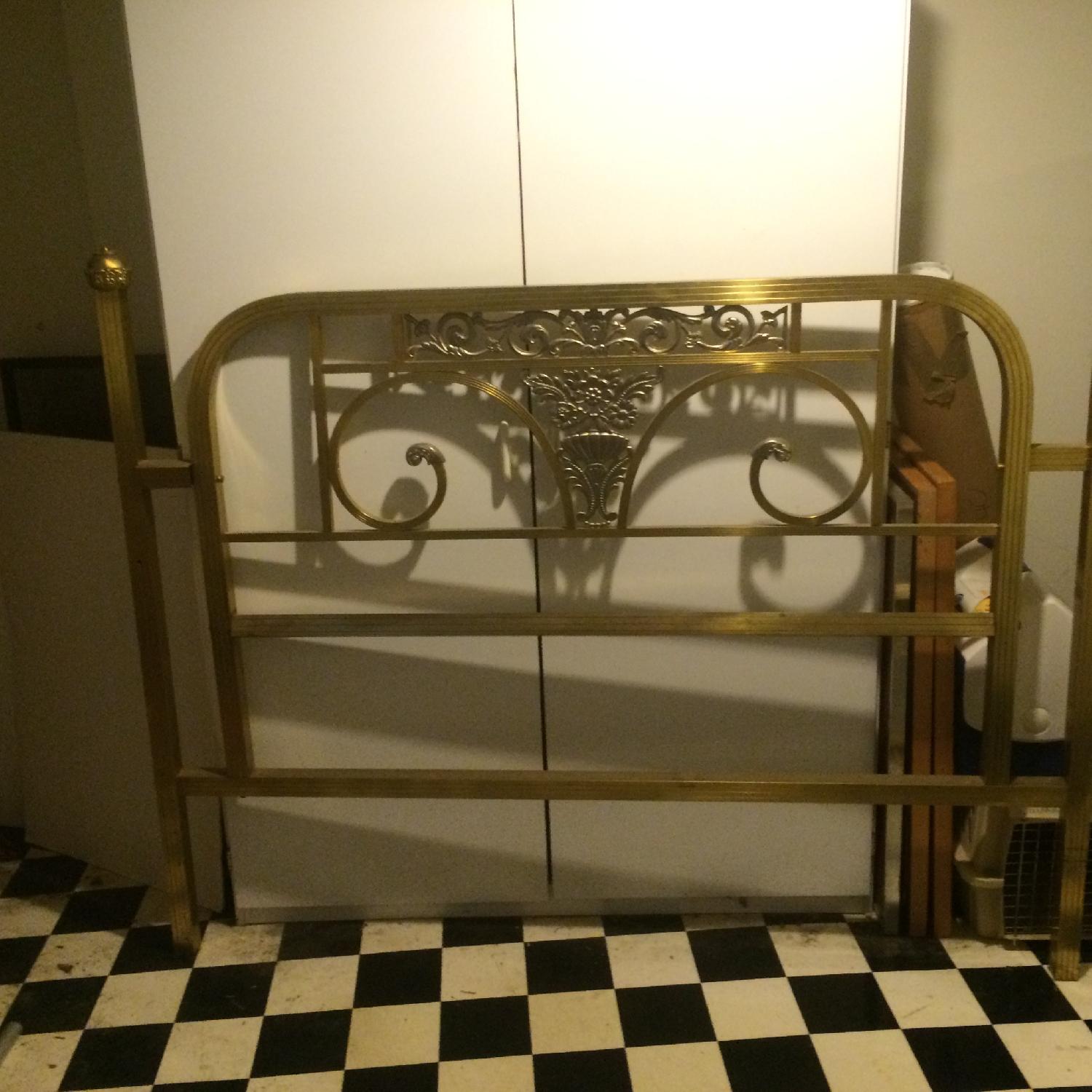 Antique Brass and Steel Queen Head Board - image-1