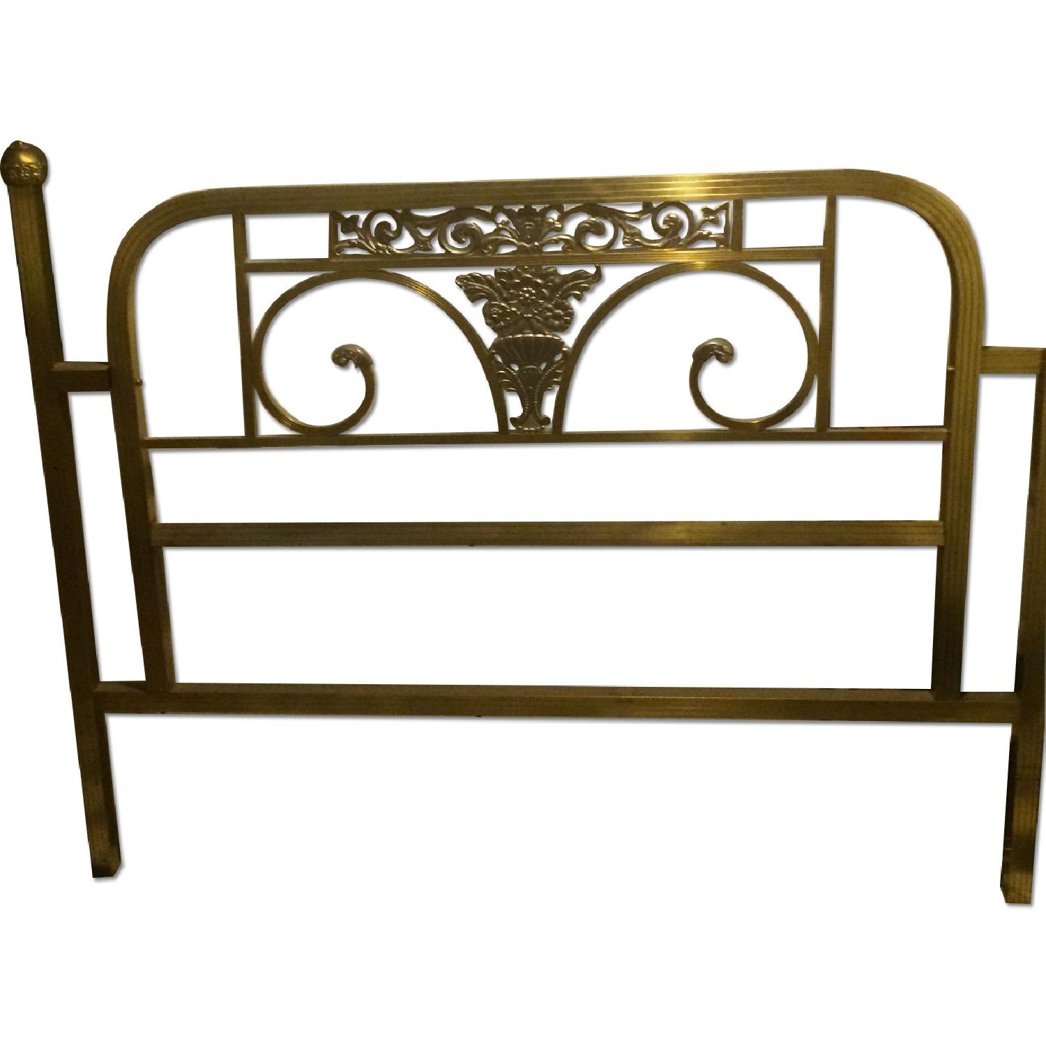 Antique Brass and Steel Queen Head Board AptDeco