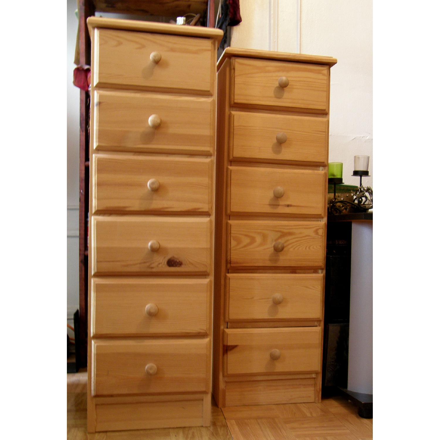 Unfinished Hardwood Narrow 6 Drawer Dressers - Set of 2 - image-1