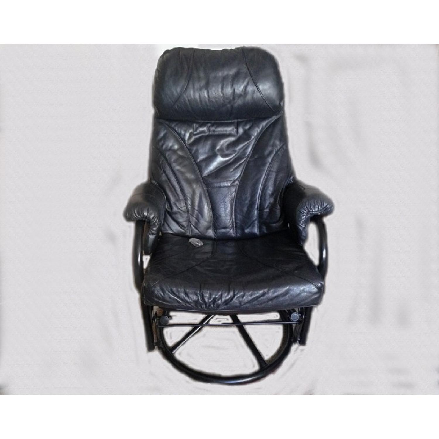 Bonded Leather Swivel Armchair - image-1