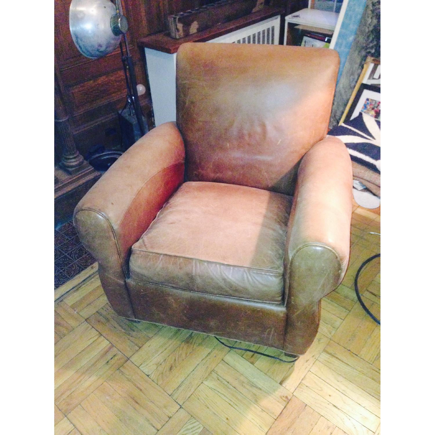Pottery Barn Leather Club Chair and Ottoman - image-2