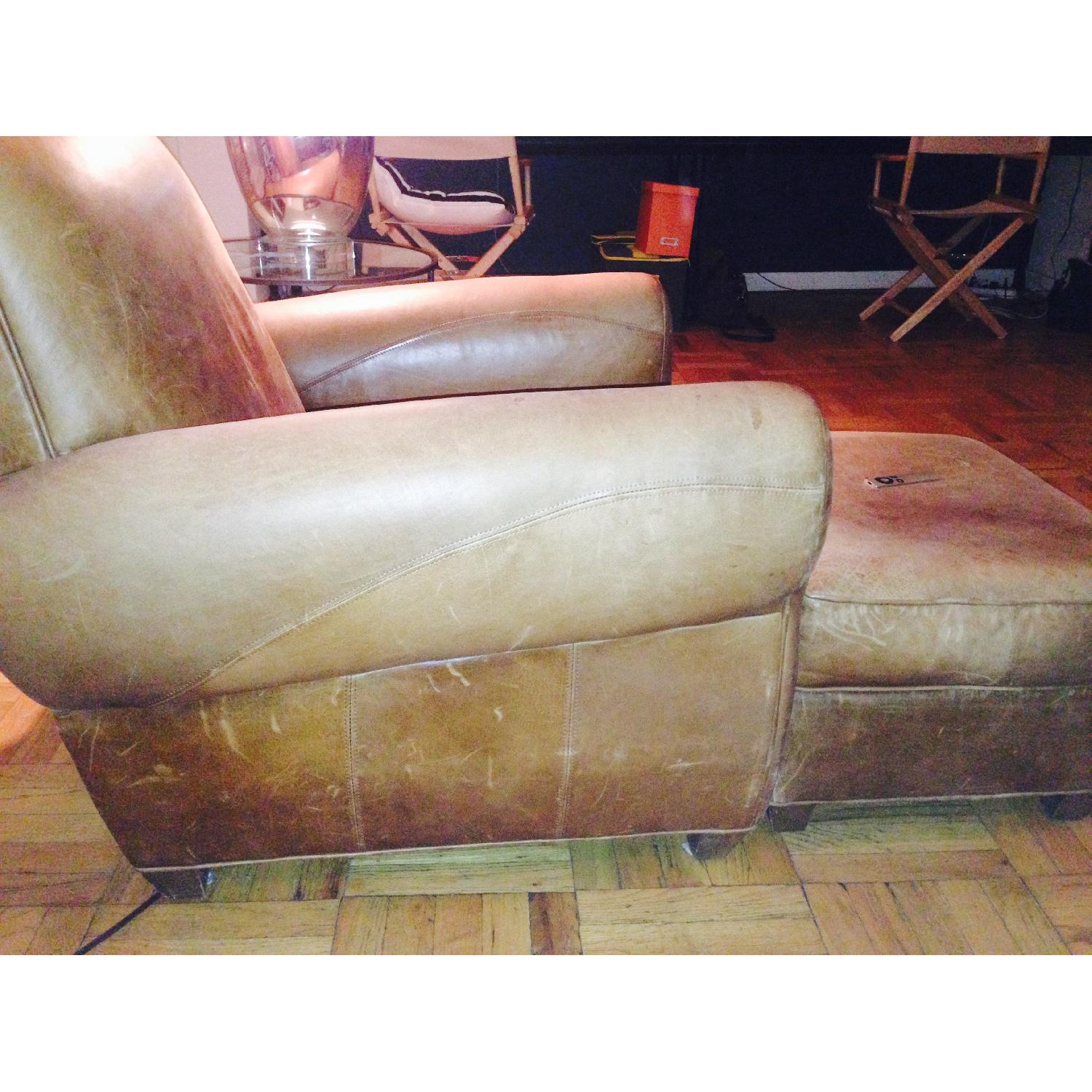 Pottery Barn Leather Club Chair and Ottoman - image-3