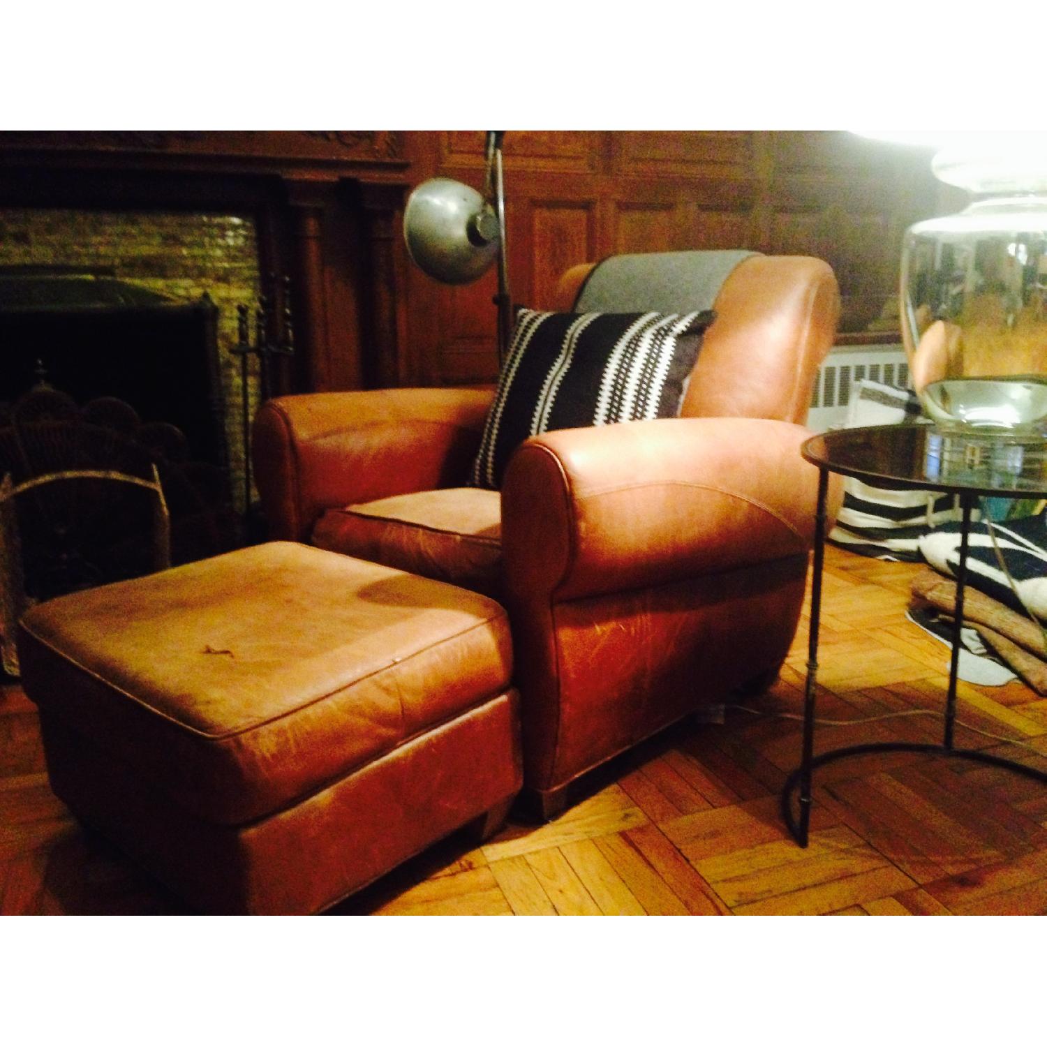 Pottery Barn Leather Club Chair and Ottoman - image-8