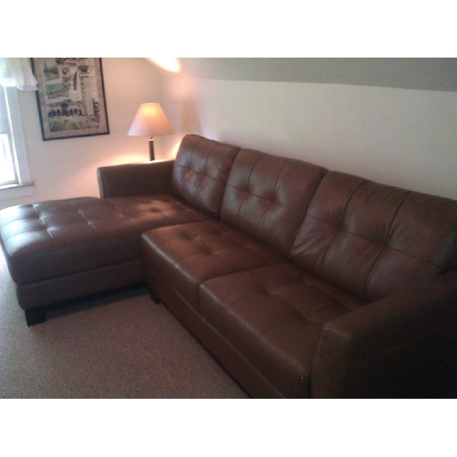 Macy's Milano Leather Leather Sofa with Chaise - image-1