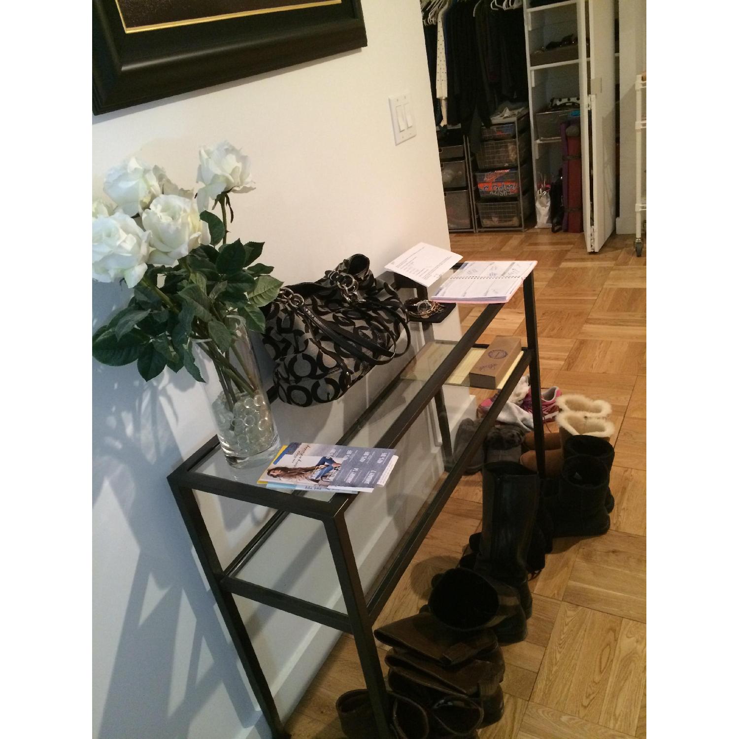 Pottery Barn Tanner Glass and Wrought Iron Console Table - image-5