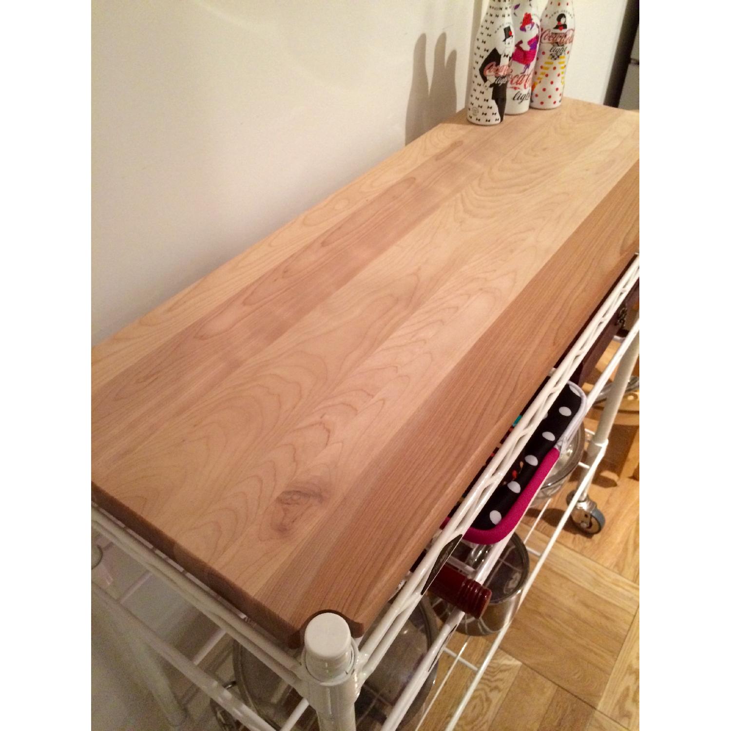 InterMetro Custom White Baker's Rack with Maple Butcher Block Top - image-3