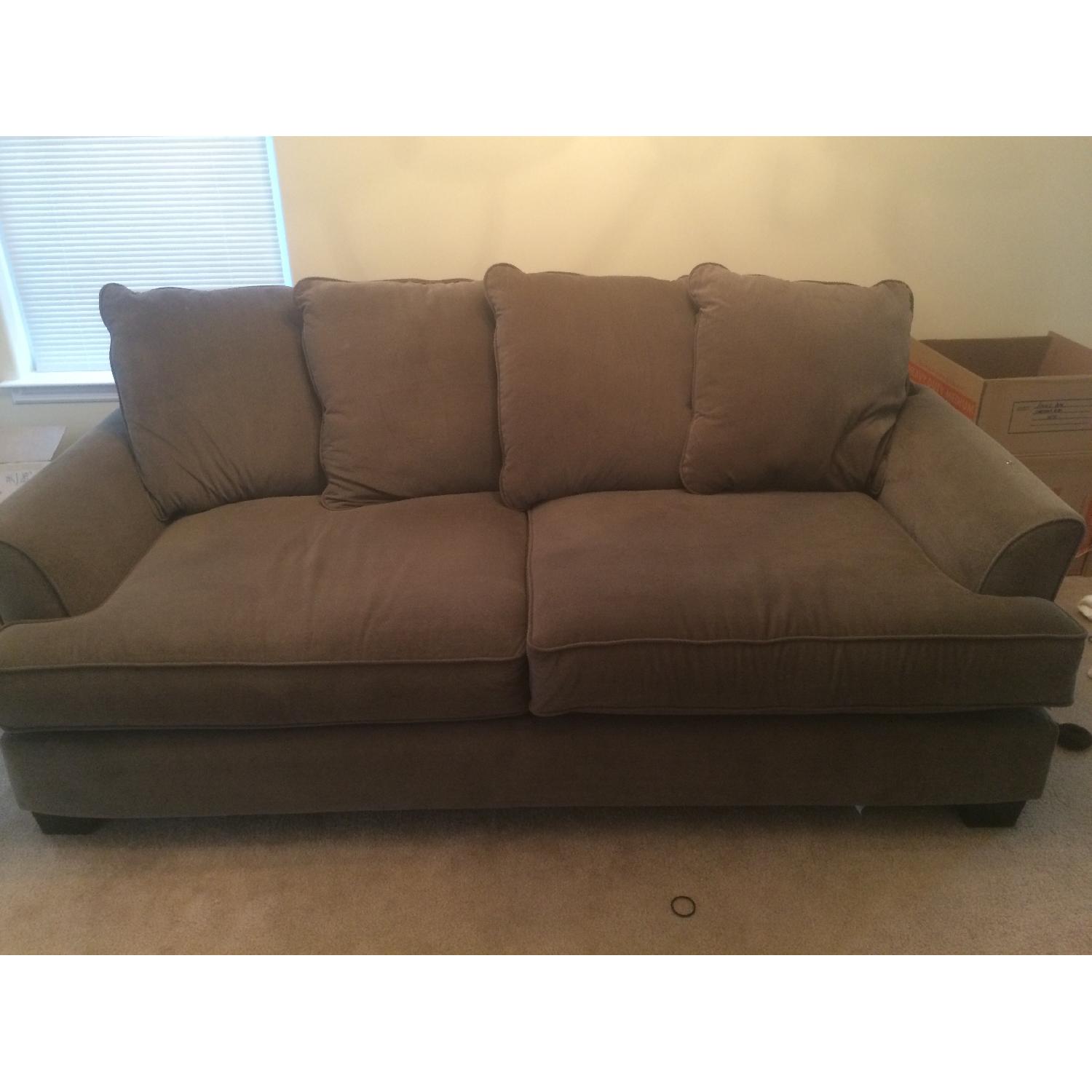 Raymour & Flanigan Queen Size Sleeper Sofa w/ Ottoman + TV  Stand - image-1