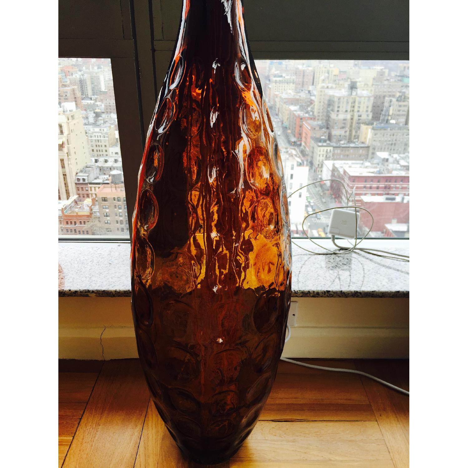 Harrods Glass Brown Vases w/ Bamboo - Set of 2 - image-3