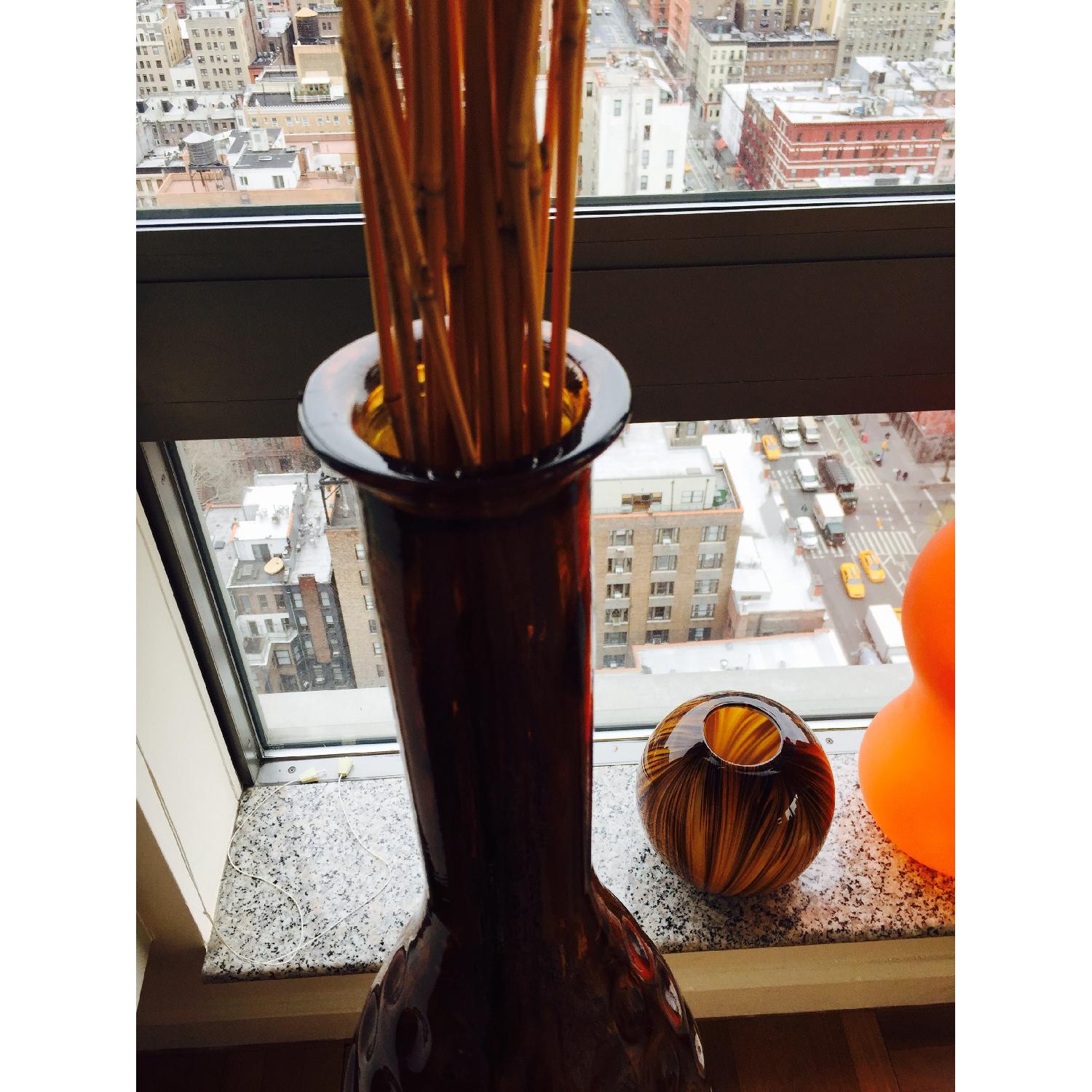 Harrods Glass Brown Vases w/ Bamboo - Set of 2 - image-5