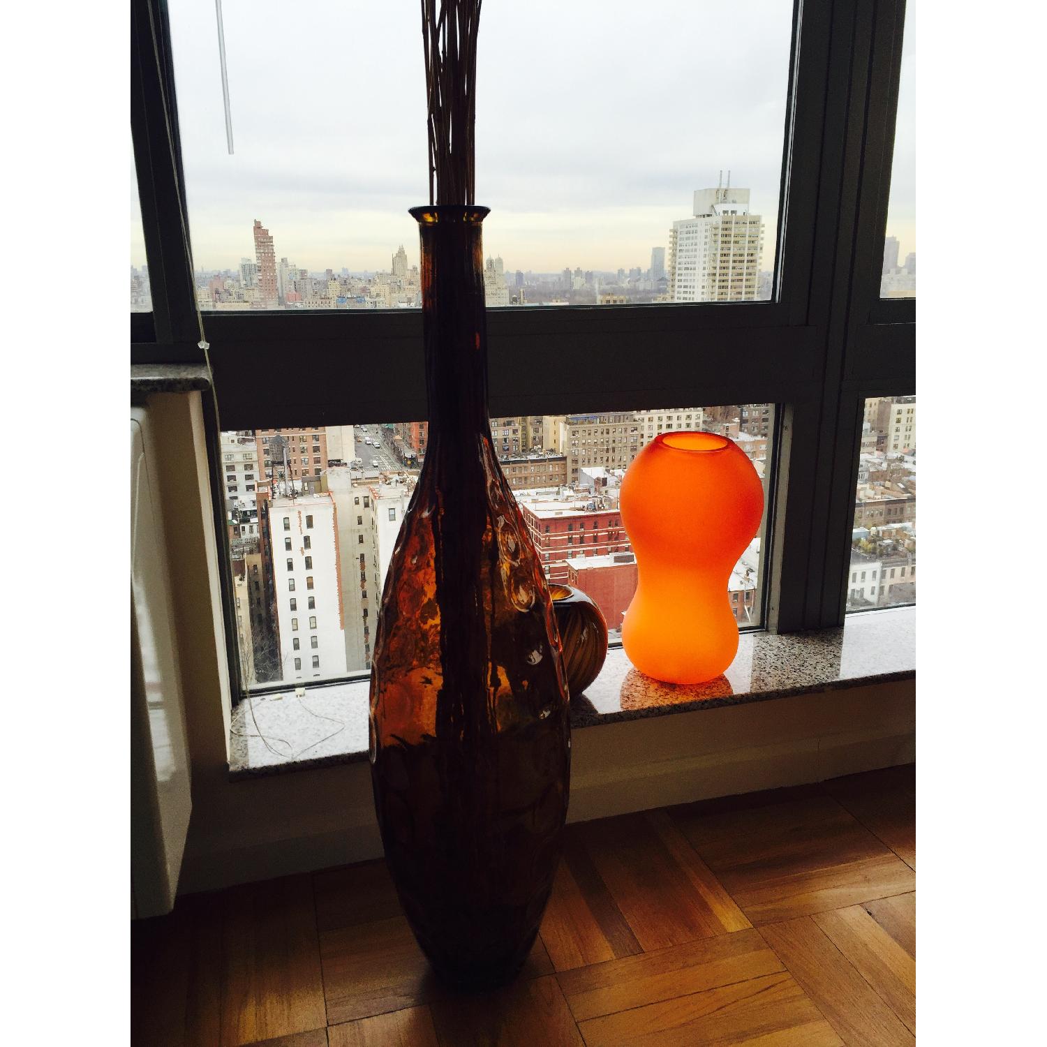 Harrods Glass Brown Vases w/ Bamboo - Set of 2 - image-6