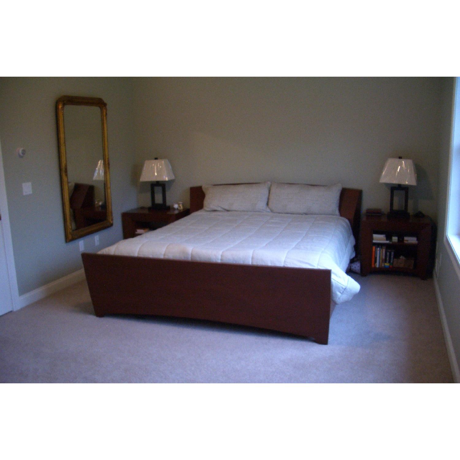 Solid Cherry Wood California King 3 Piece Sleigh Bedroom Set - image-4