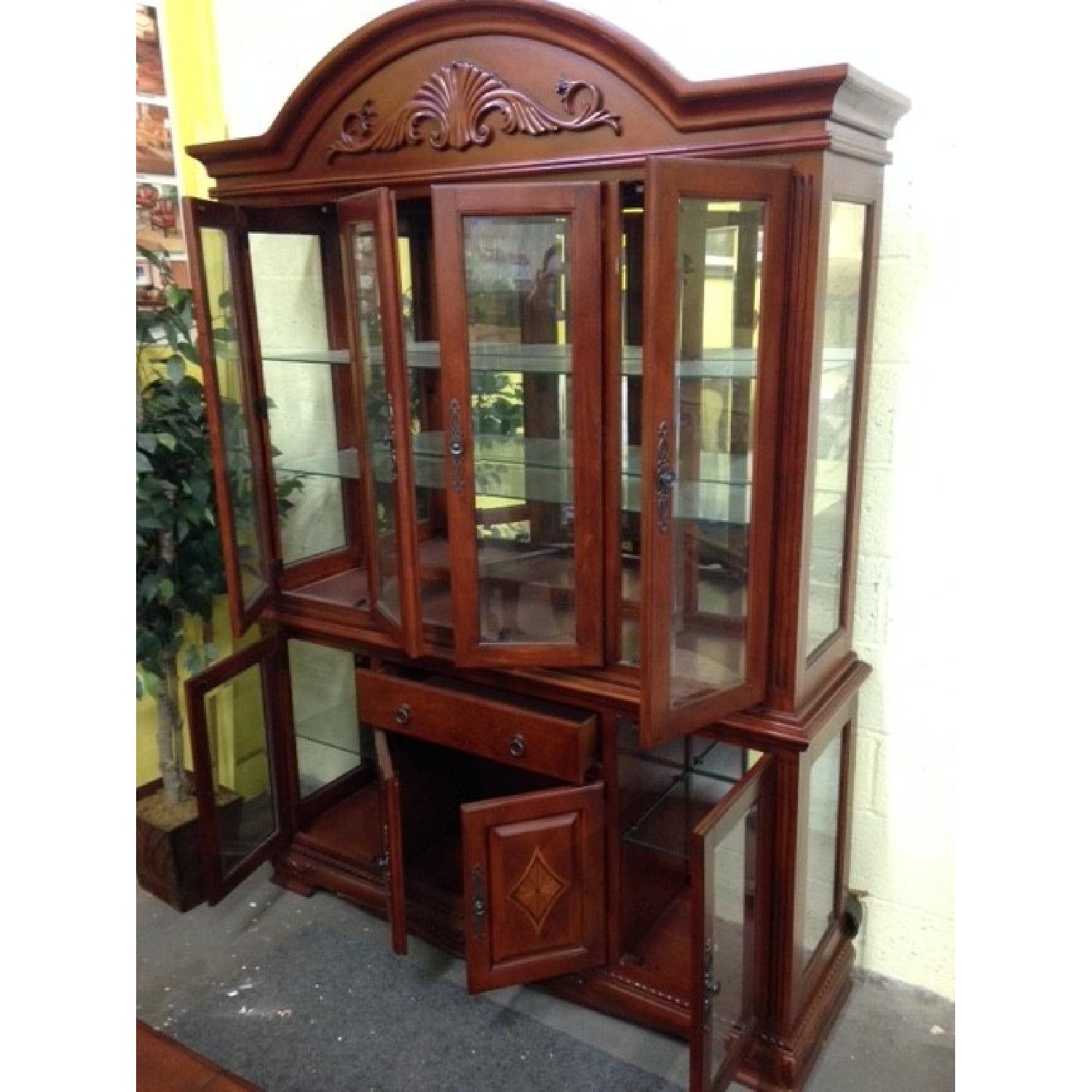 Solid Wood Dining Room Table w/ 6 Chairs + China Cabinet - image-2