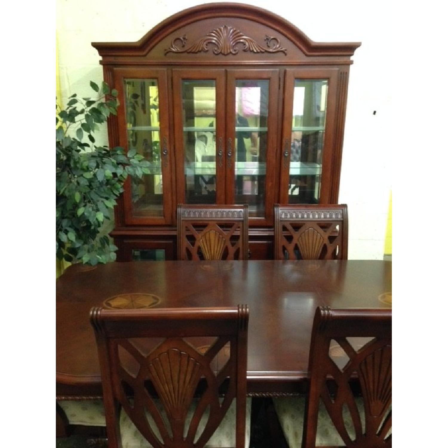 Solid Wood Dining Room Table w/ 6 Chairs + China Cabinet - image-4