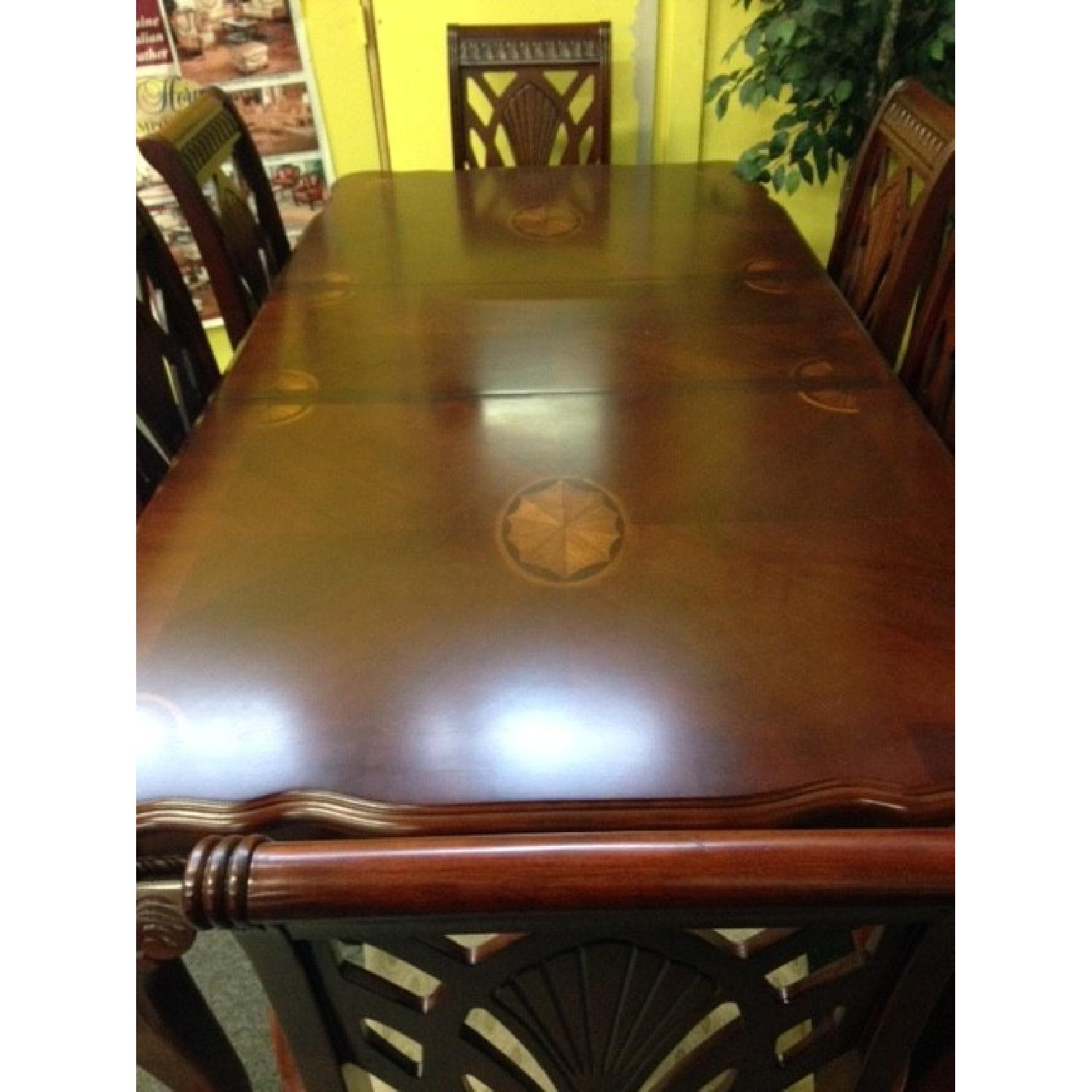 Solid Wood Dining Room Table w/ 6 Chairs + China Cabinet - image-5
