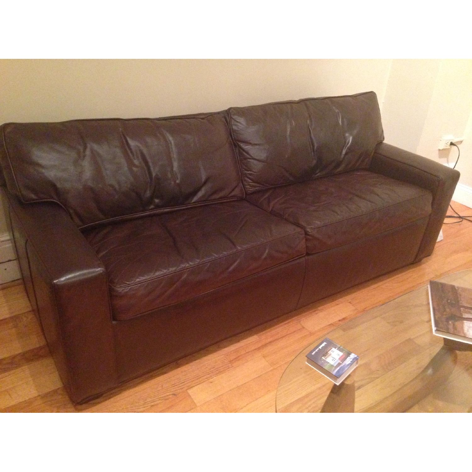 Mitchell Gold + Bob Wiliams Gold Brown Leather Sleeper Sofa - image-2