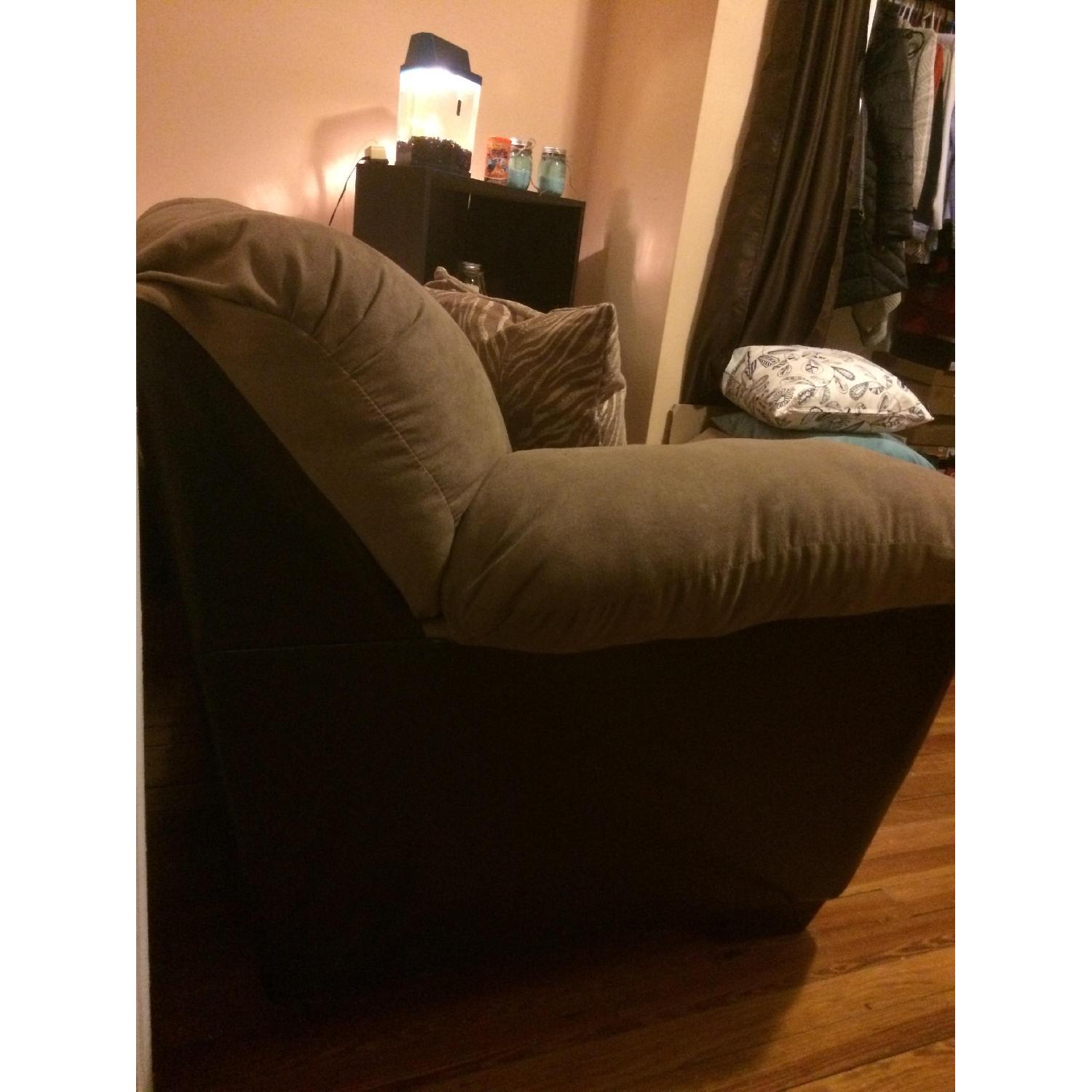 Brown Leather Microfiber Loveseat - image-2