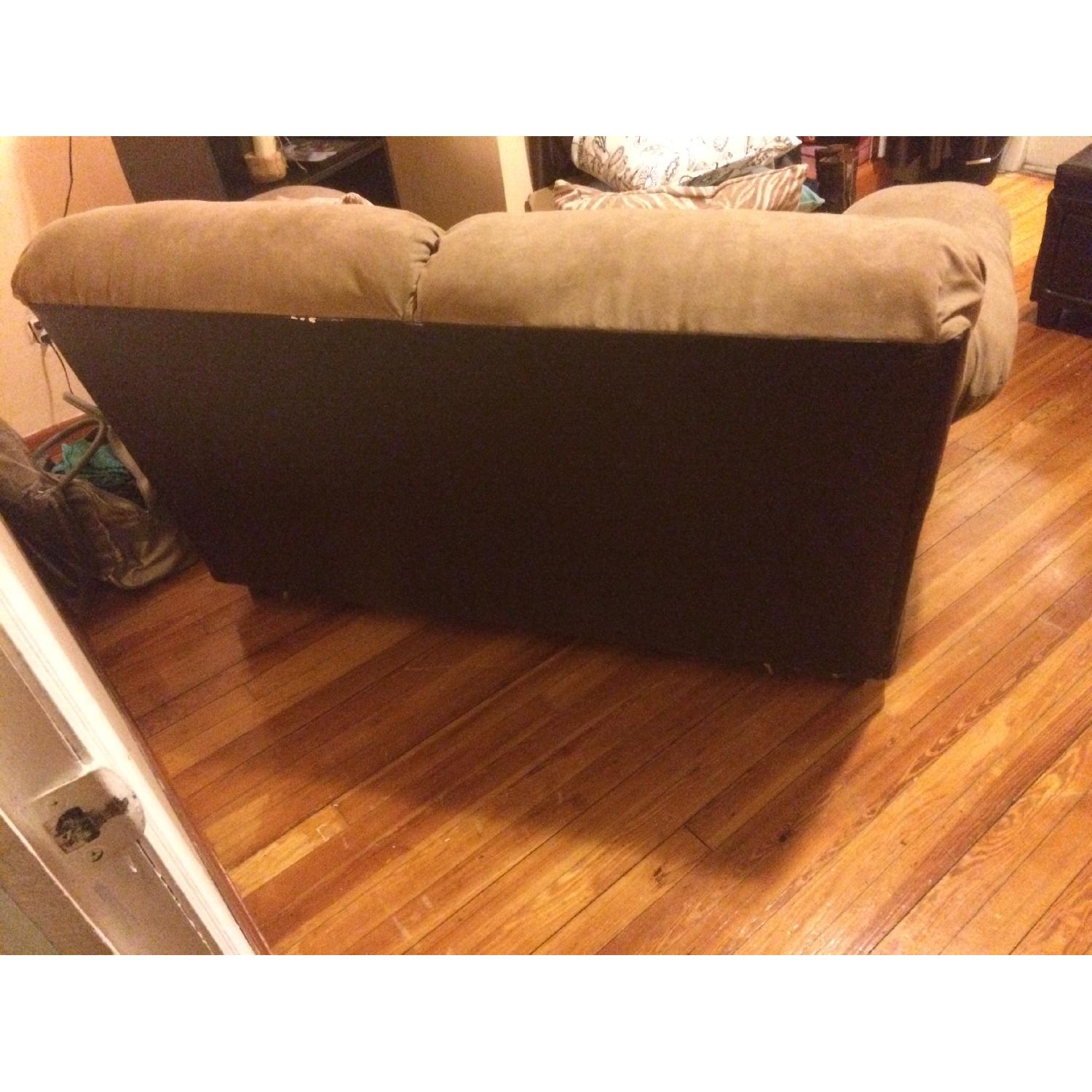 Brown Leather Microfiber Loveseat - image-3