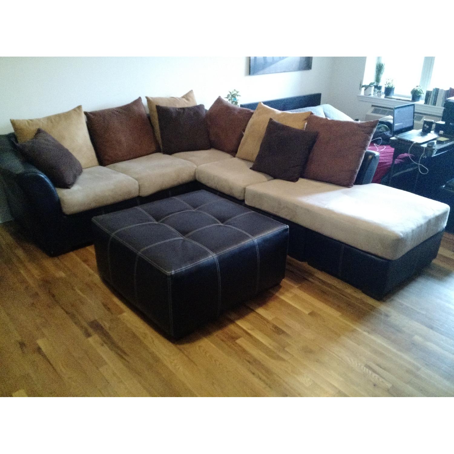 Raymour & Flanigan Sectional Sofa and Ottoman - image-1