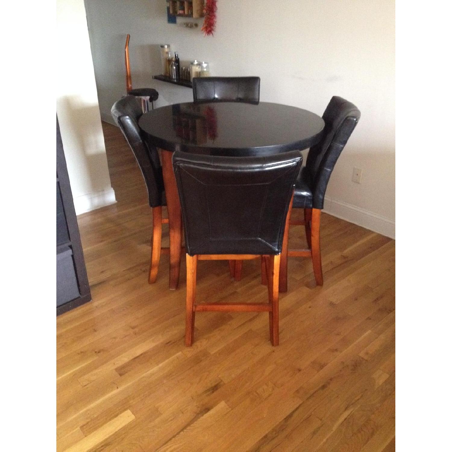 Bob's Furniture Granite High Table w/ 4 Leather Chairs AptDeco
