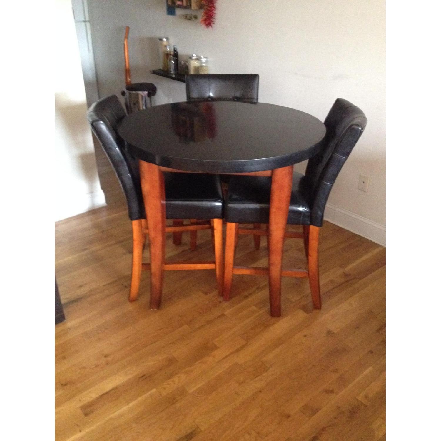 Bob's Furniture Granite High Table w/ 4 Leather Chairs AptDeco