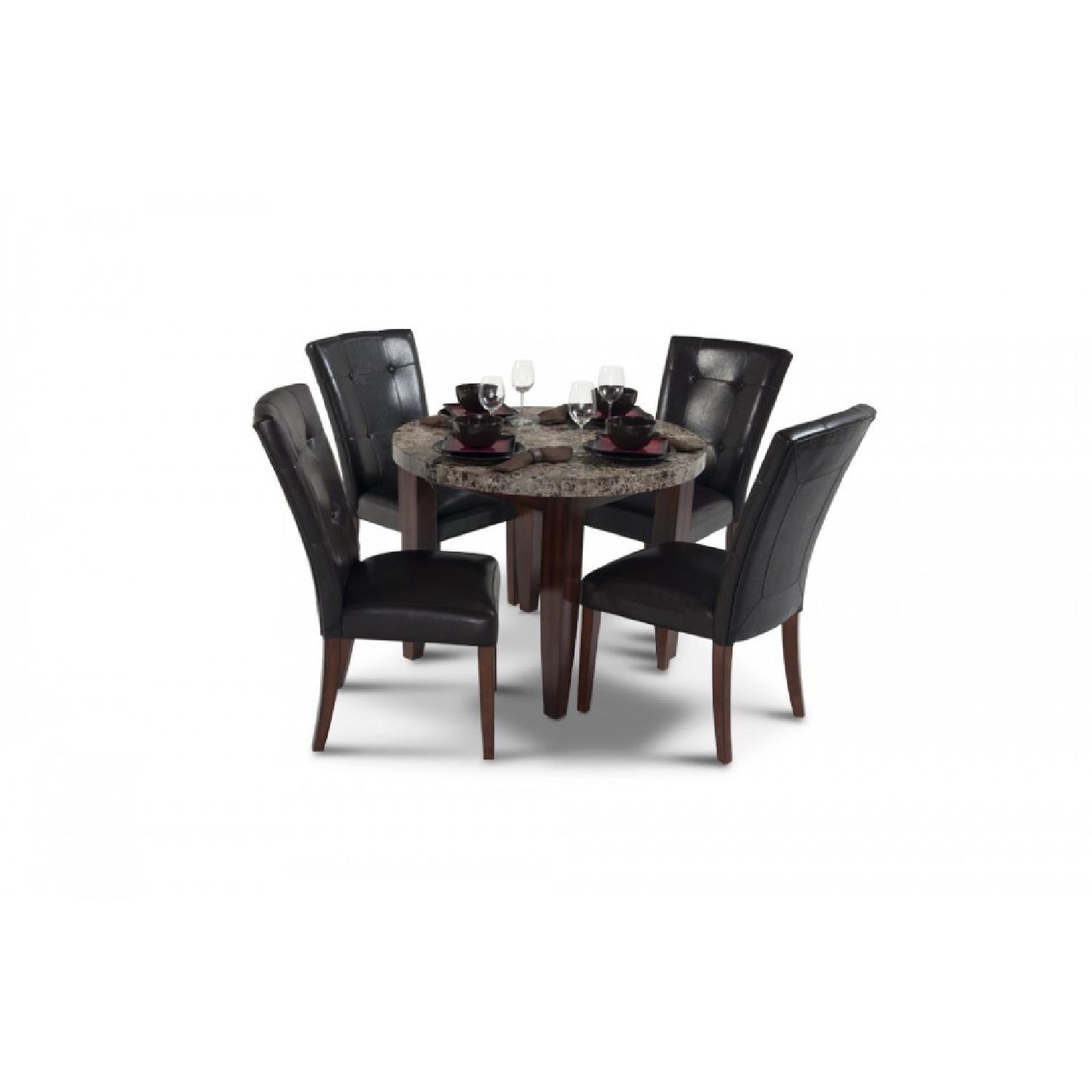 Bob's Furniture Granite High Table w/ 4 Leather Chairs
