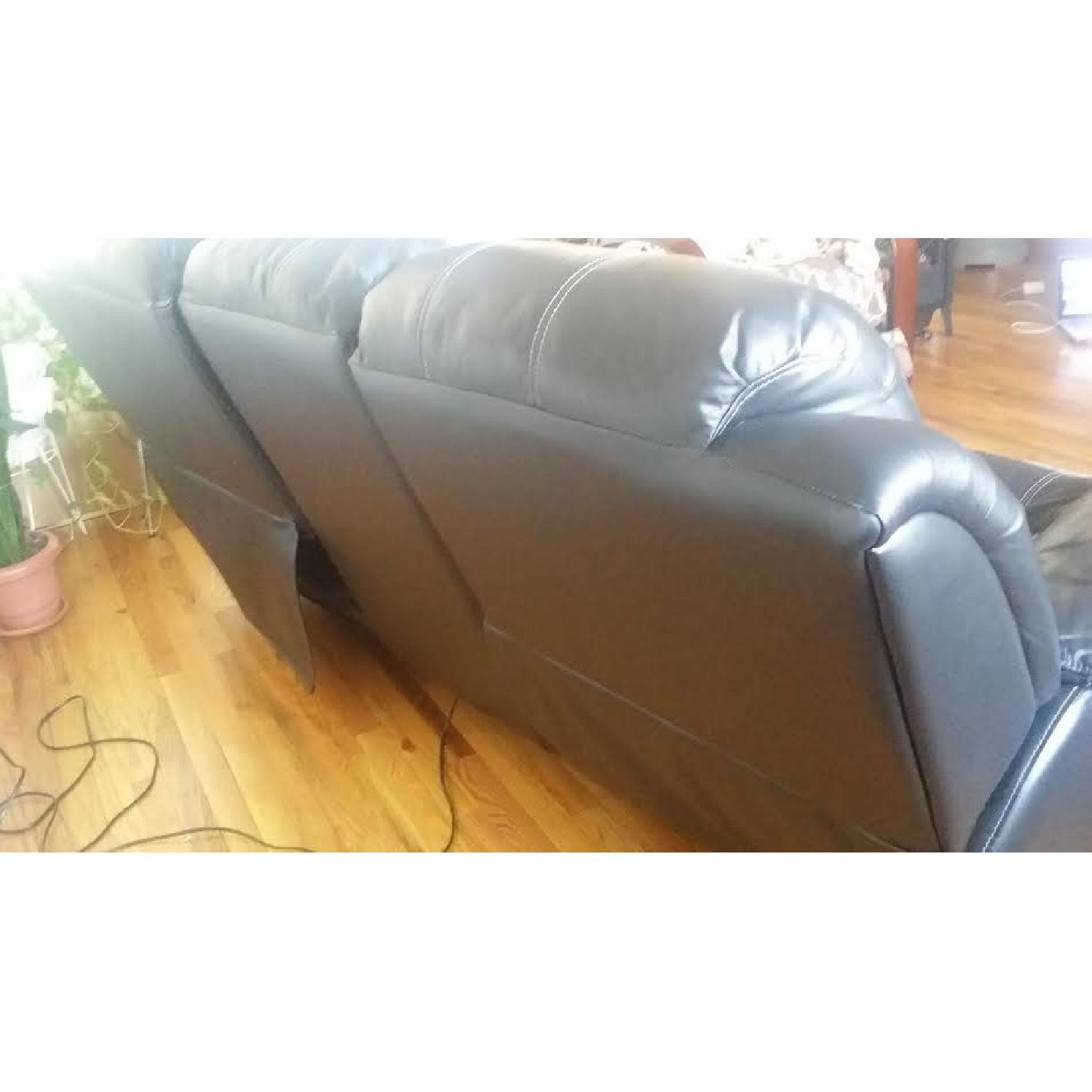 Raymour & Flanigan Black Leather Power Reclining Sofa - image-4