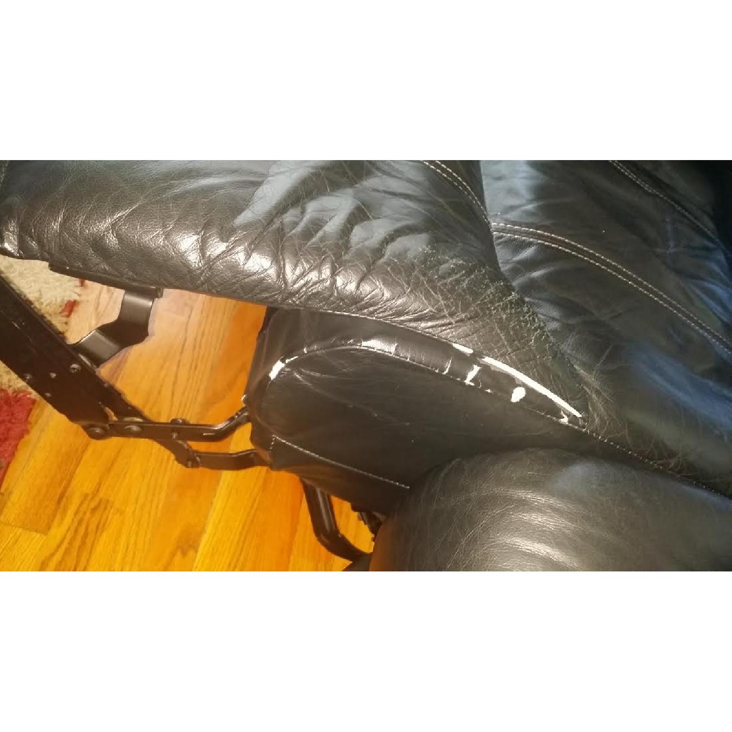 Raymour & Flanigan Black Leather Power Reclining Sofa - image-6