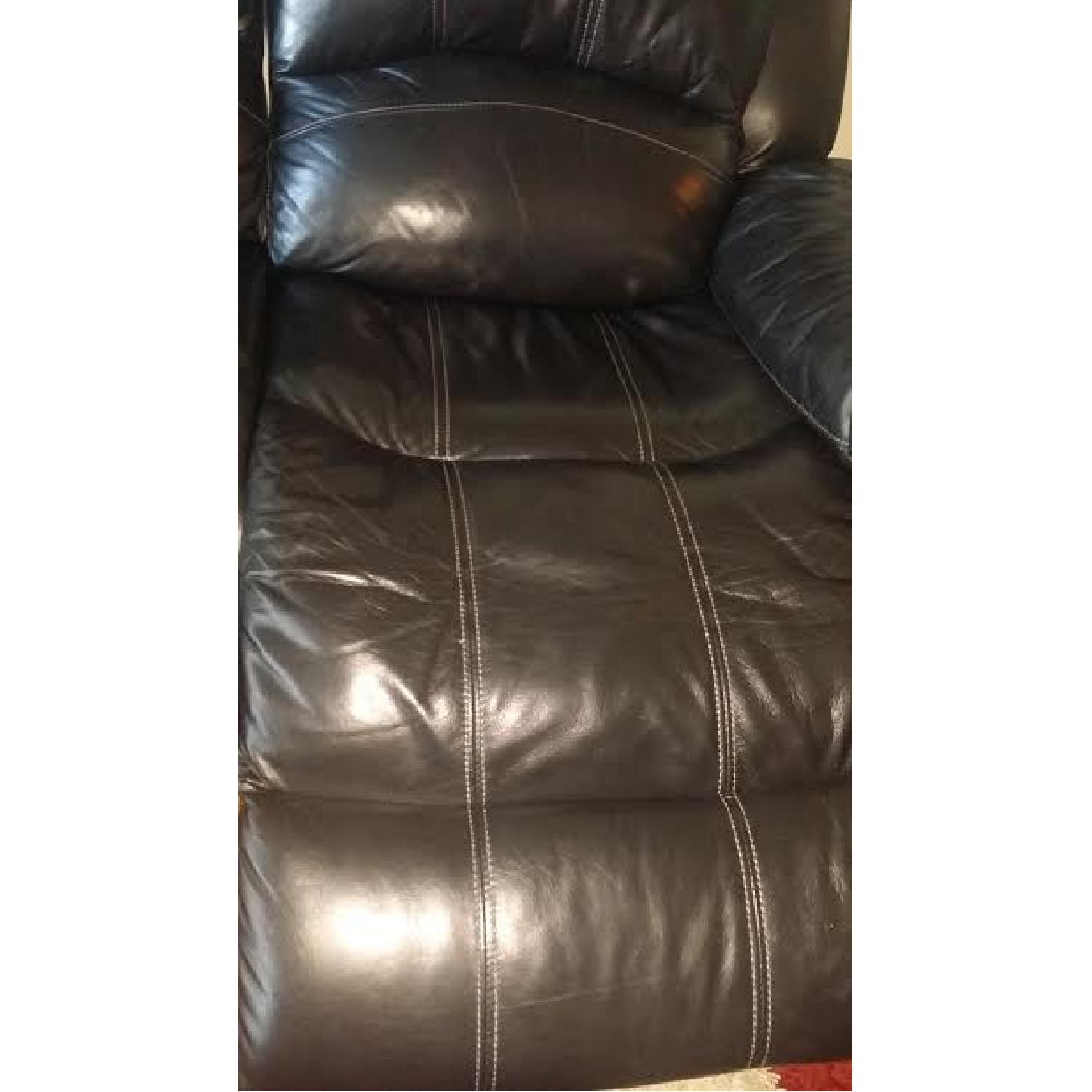 Raymour & Flanigan Black Leather Power Reclining Sofa - image-7