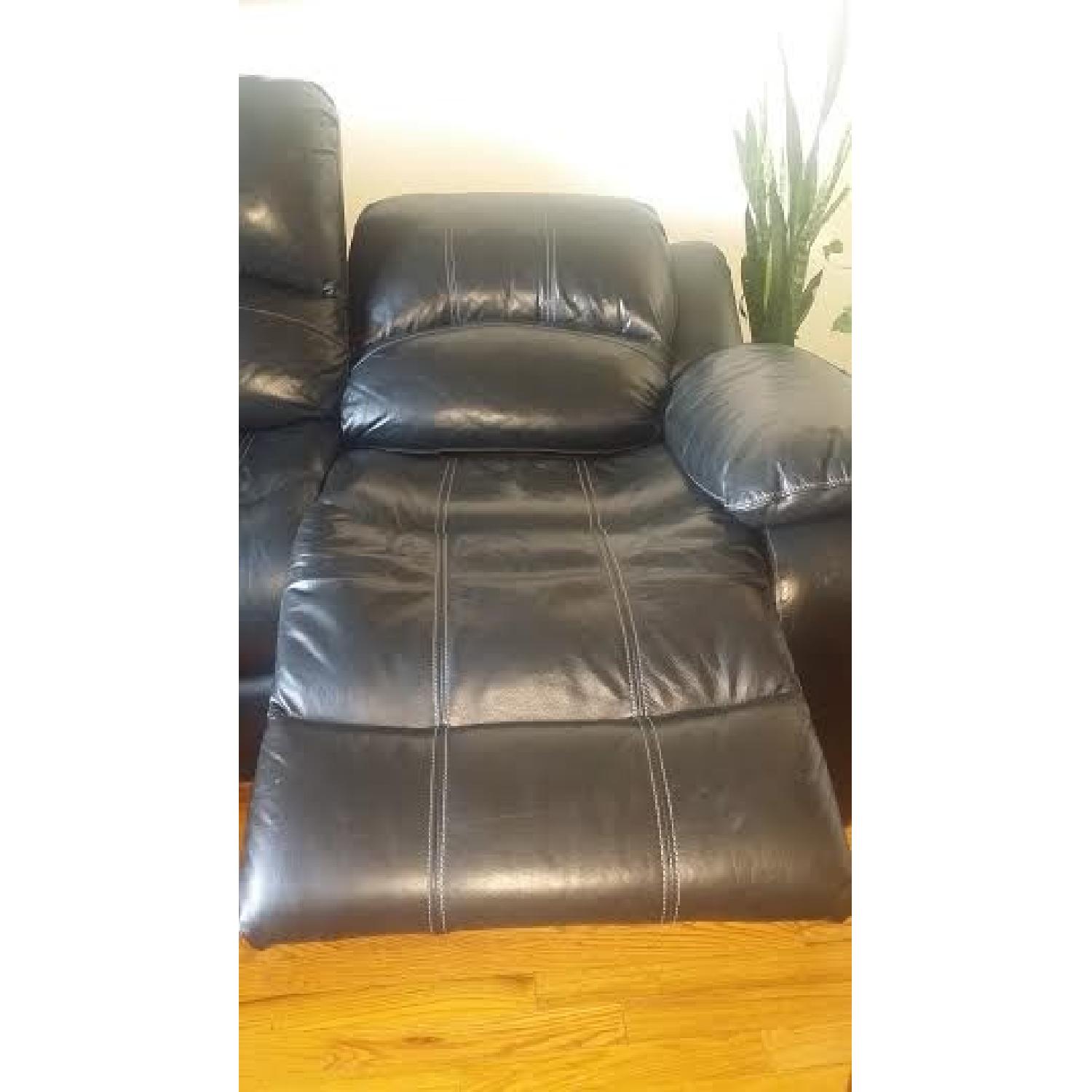 Raymour & Flanigan Black Leather Power Reclining Sofa - image-8