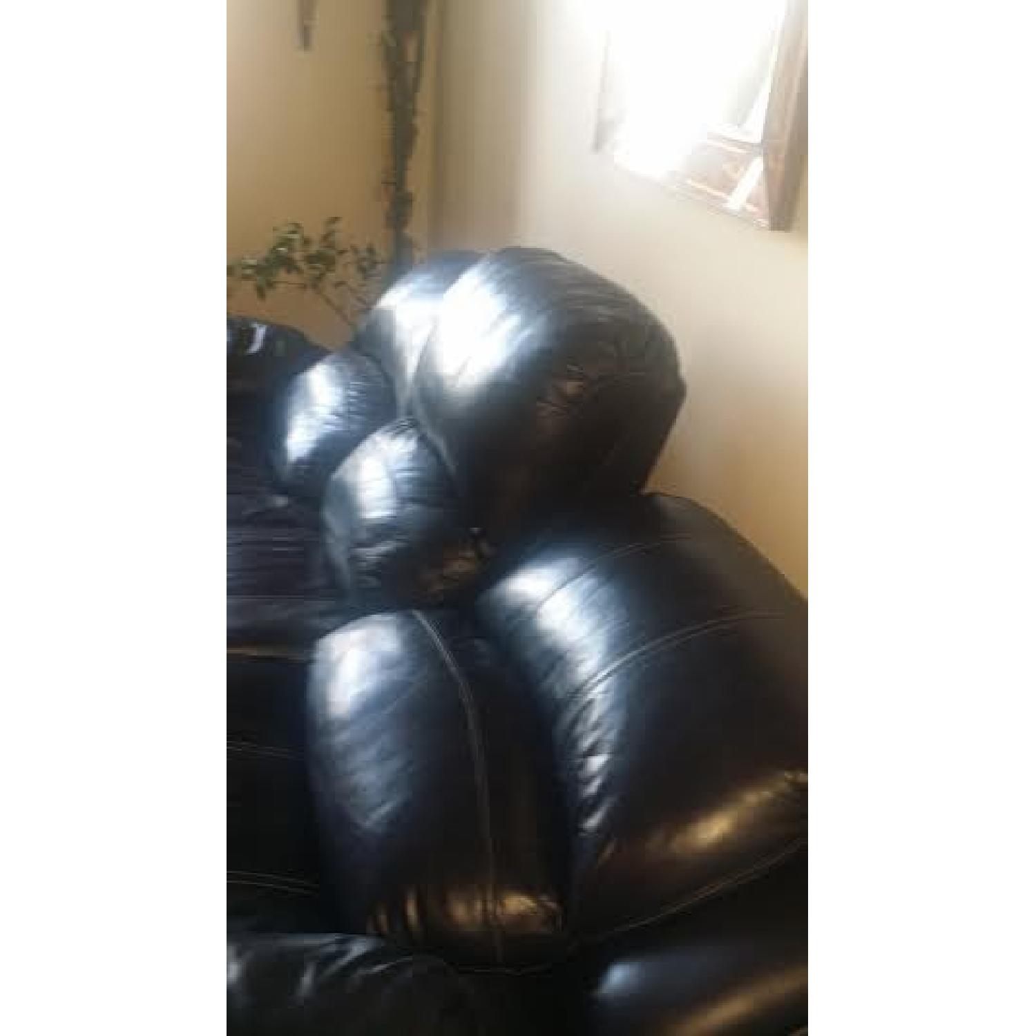 Raymour & Flanigan Black Leather Power Reclining Sofa - image-9