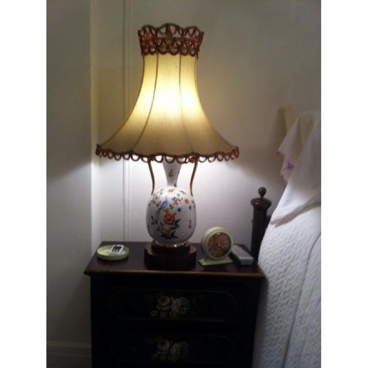 Vintage 1950's Hand Painted Lamp with Birds & Flowers - image-2